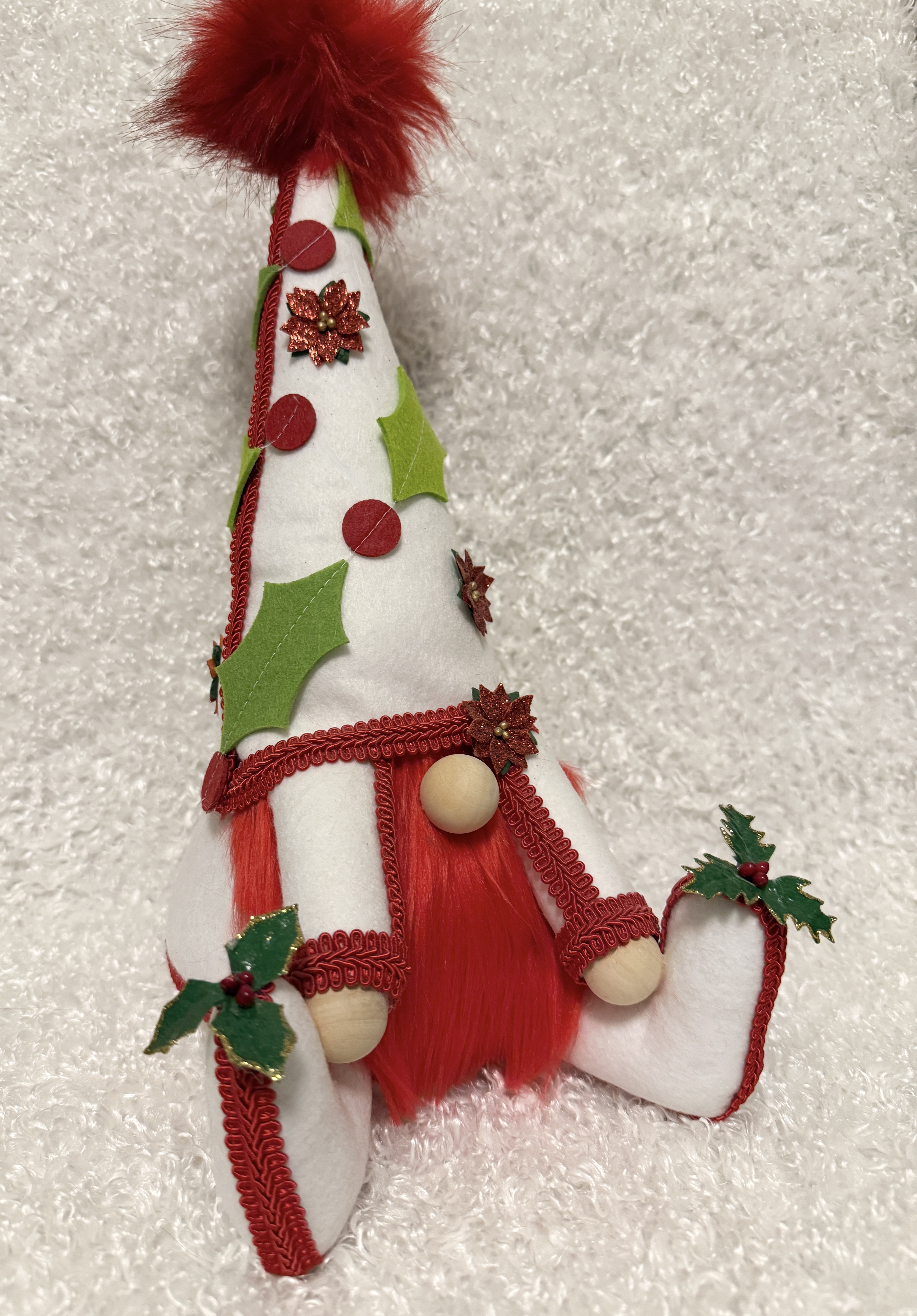 Festive Christmas Gnome with Holly and Ivy Decorations