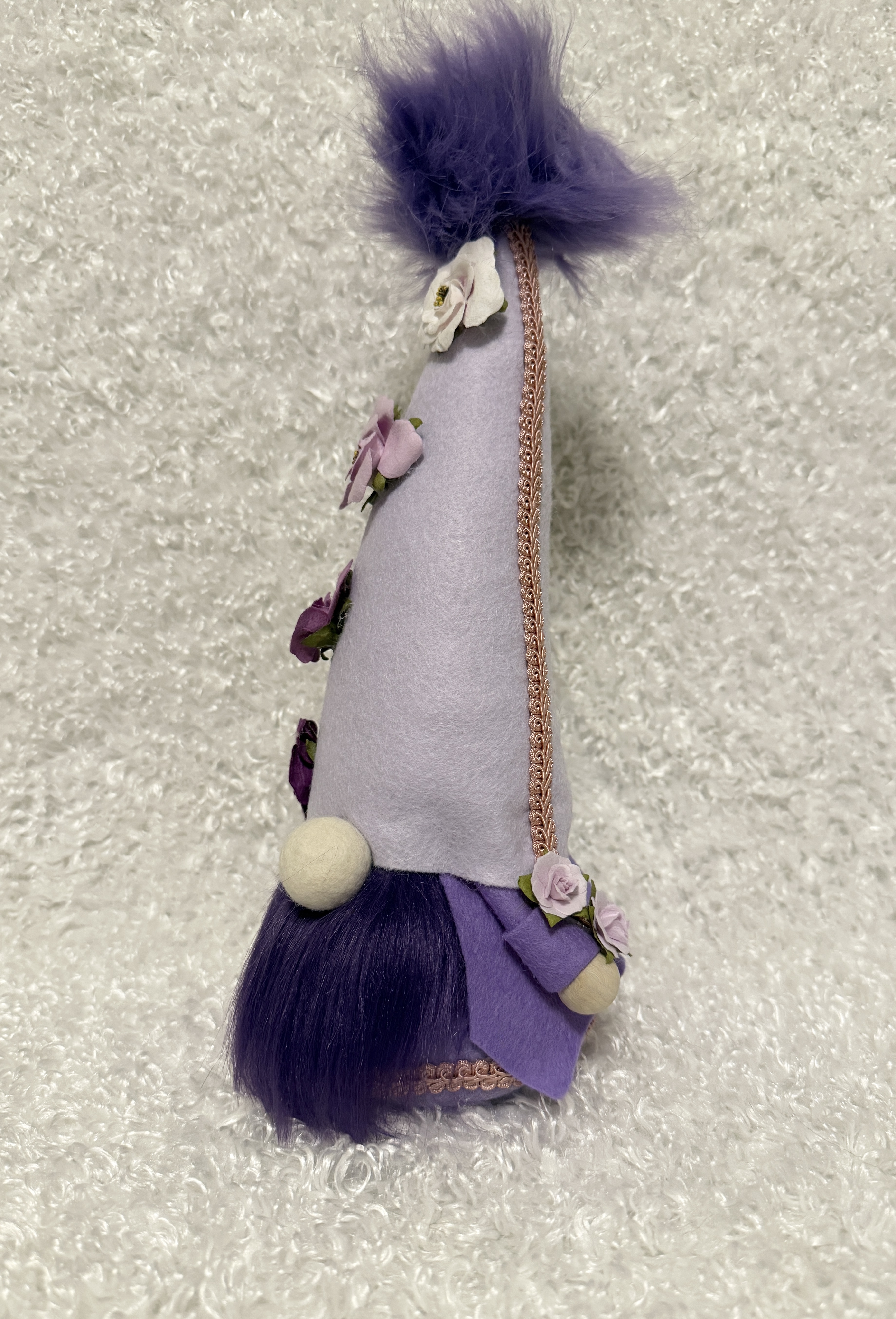 Handmade Purple Gnome With Floral Hat