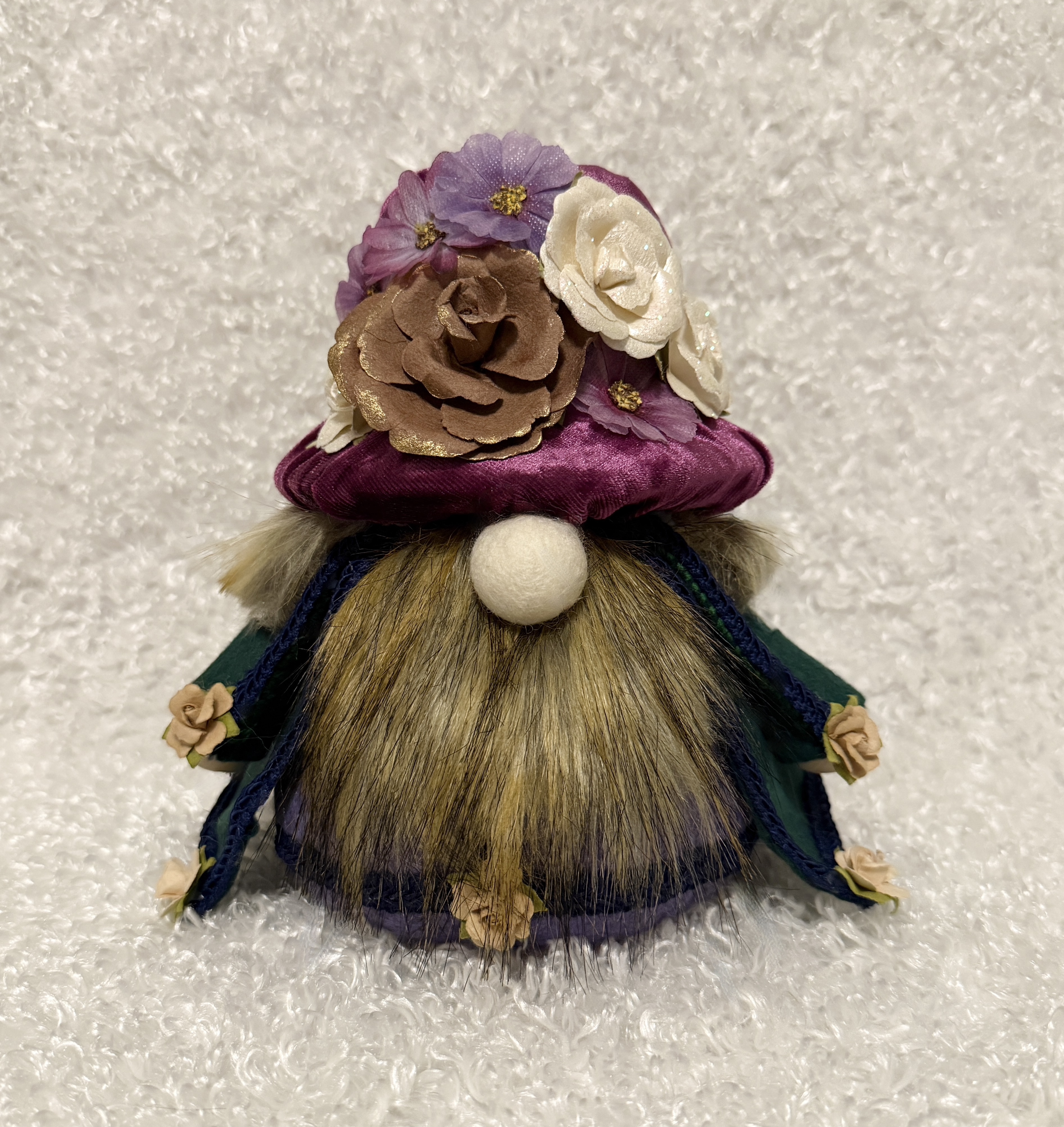 Purple and Green Floral Gnome with Top Hat