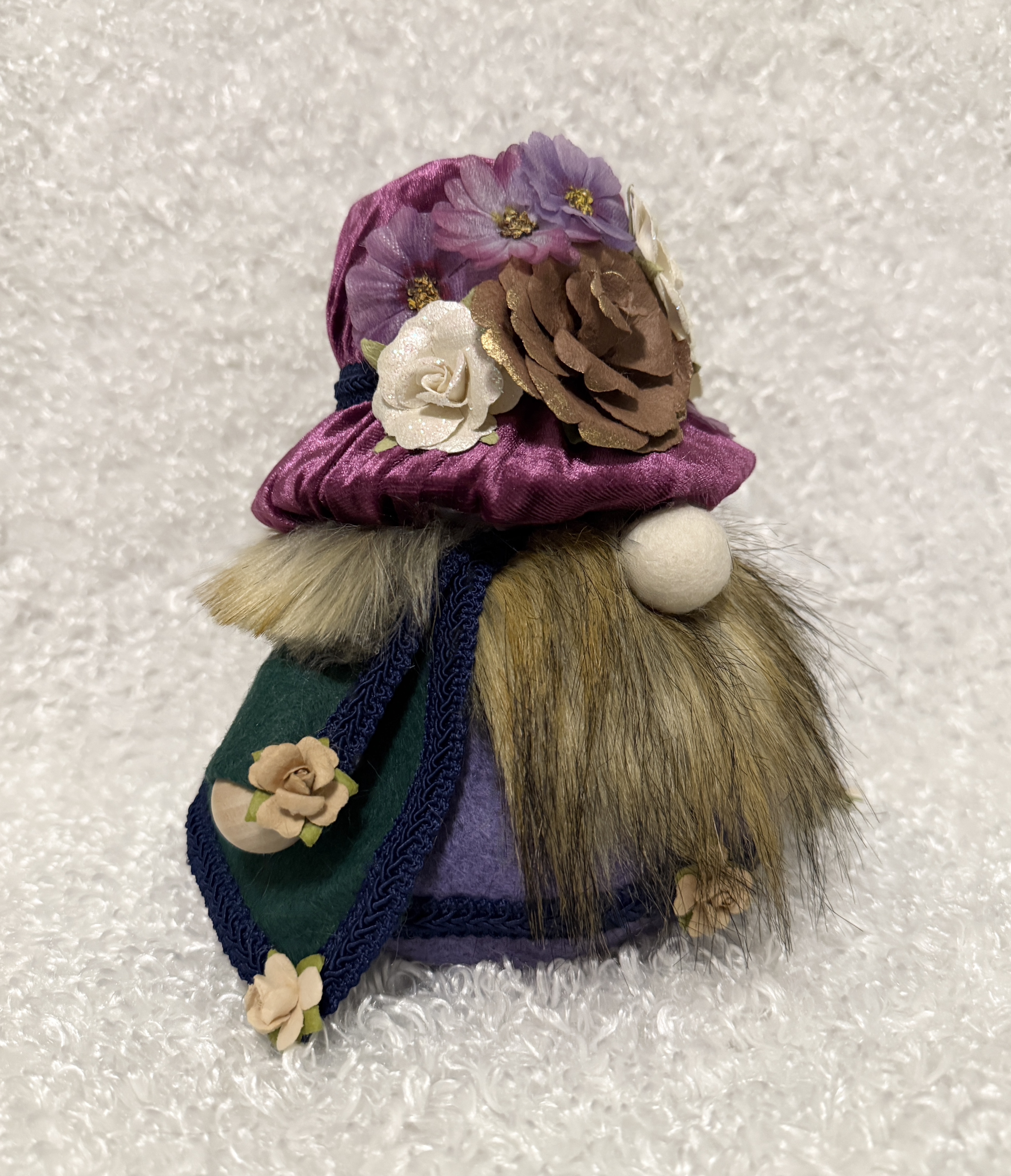 Purple and Green Floral Gnome with Top Hat