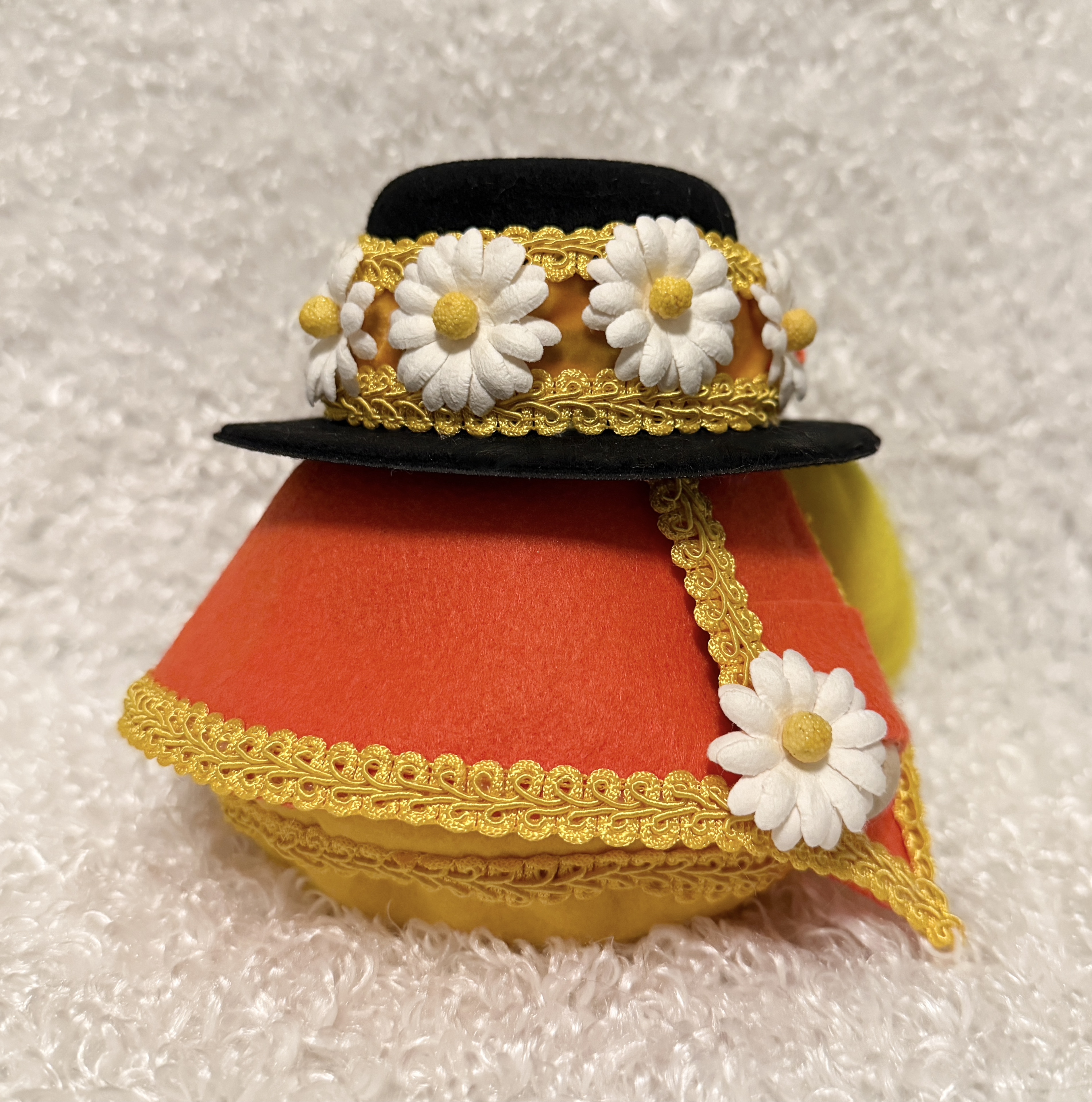 Decorative Yellow and Orange Gnome with Floral Hat 