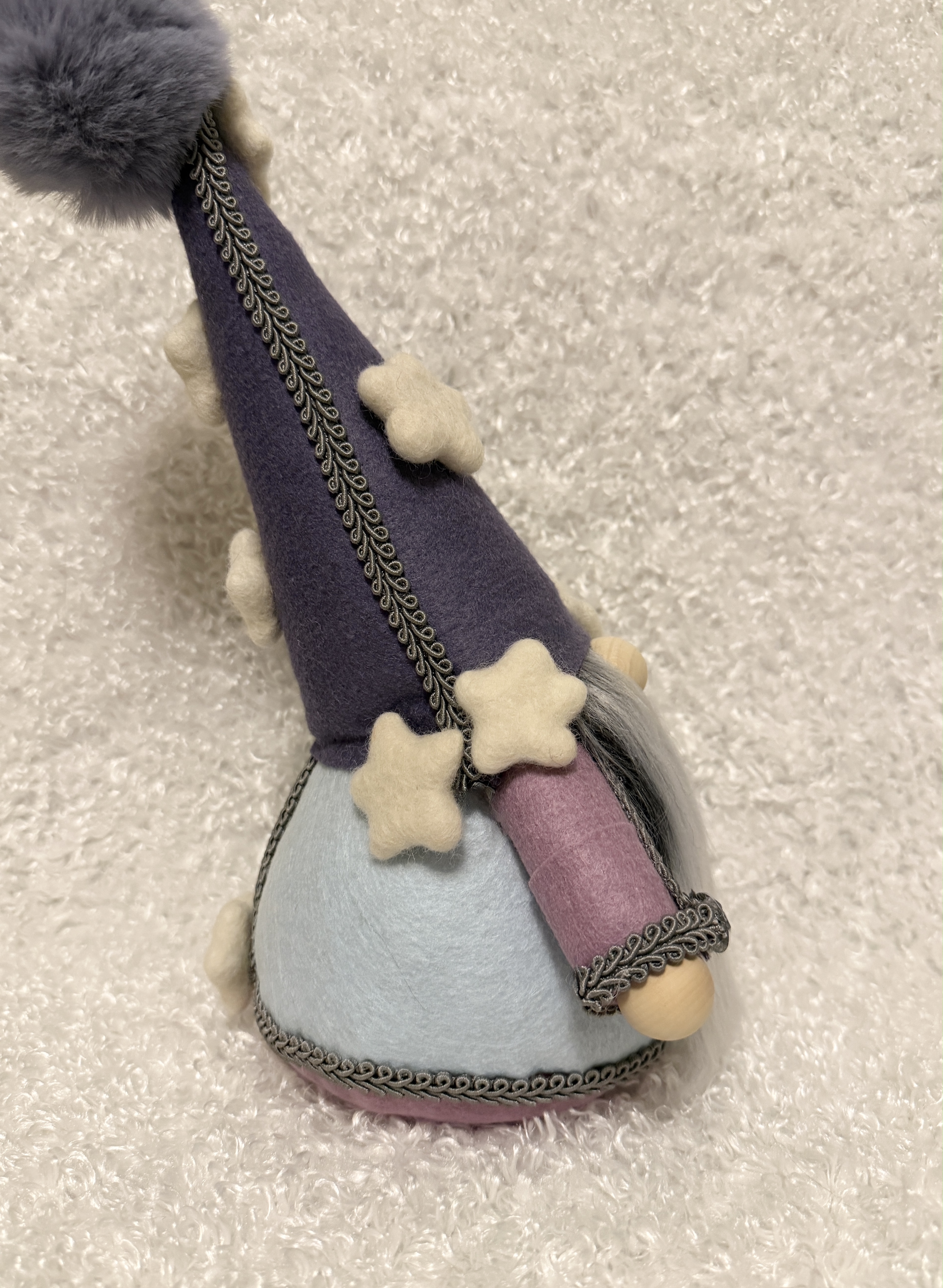 Whimsical Purple and Pink Gnome With Star Accents