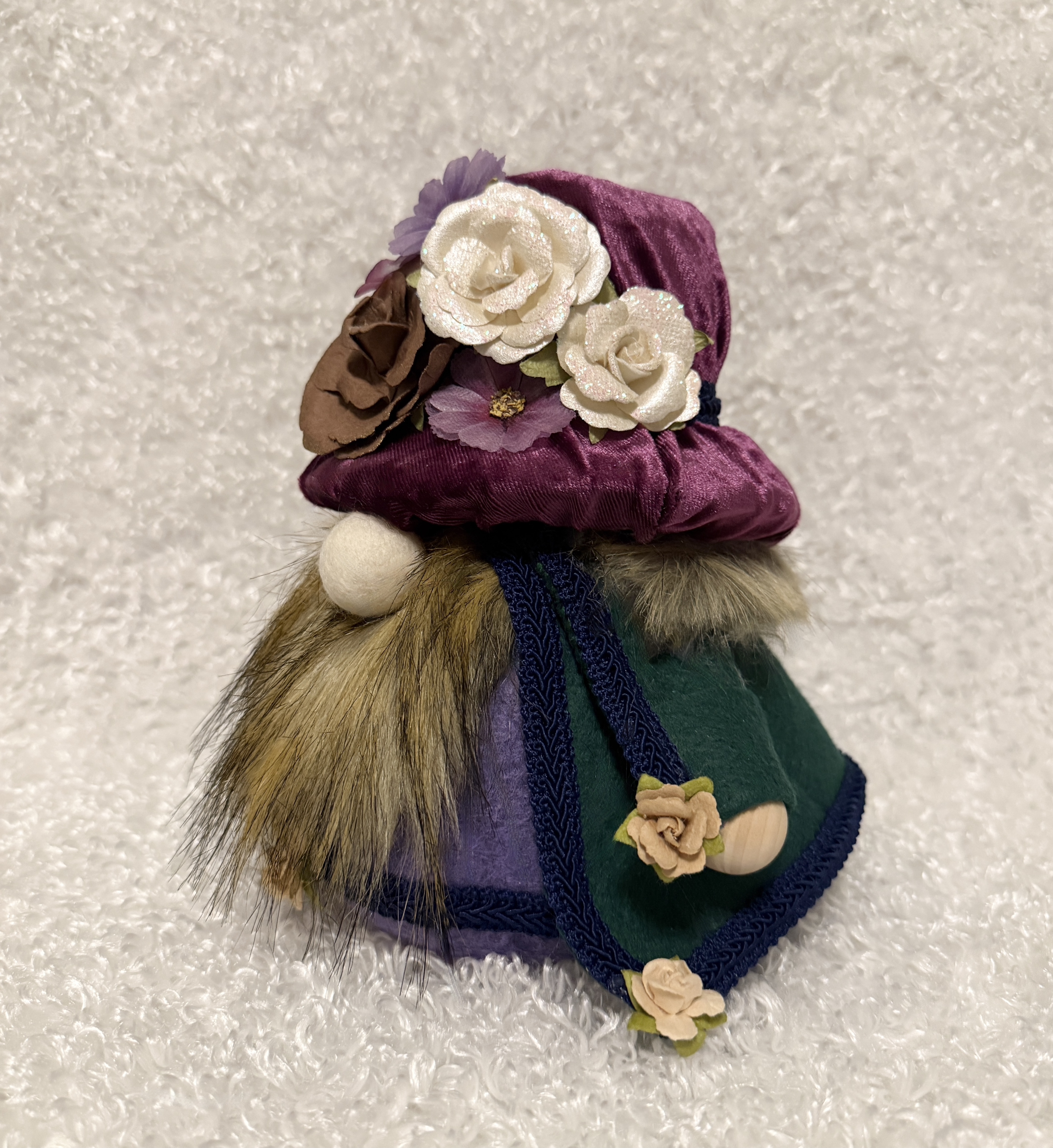 Purple and Green Floral Gnome with Top Hat