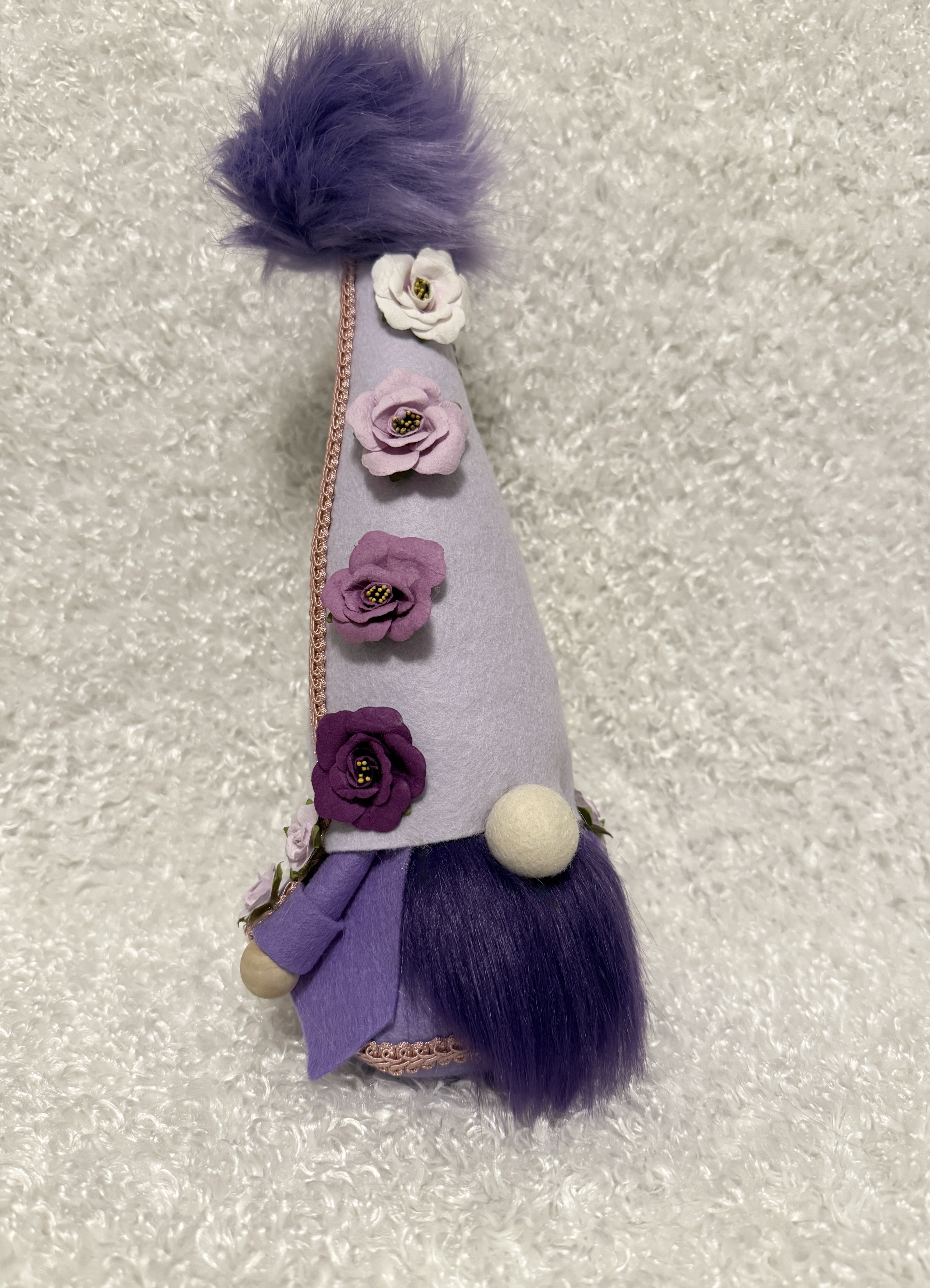 Handmade Purple Gnome With Floral Hat