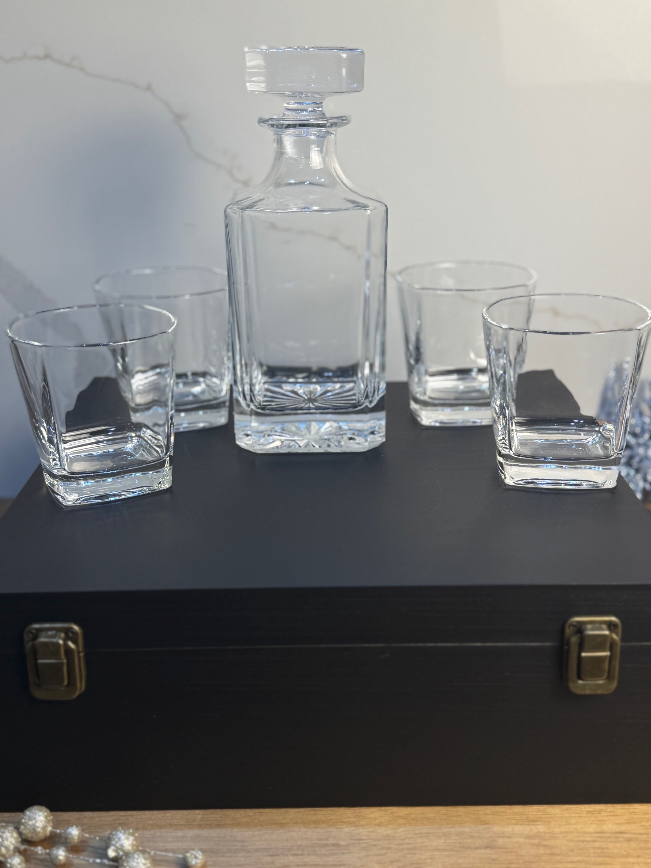 Classic Glass Whiskey Decanter Set (4)