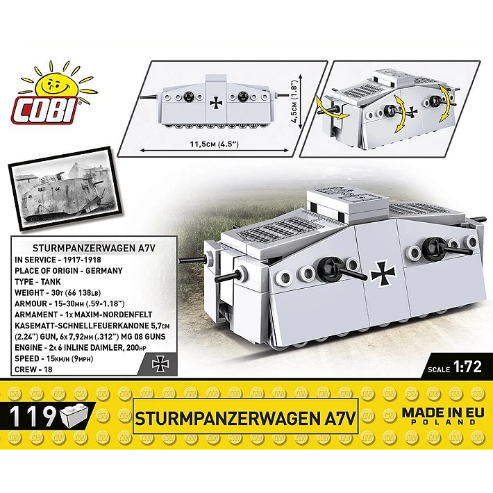 COBI Sturmpanzerwagen A7V Nano Tank 1:72