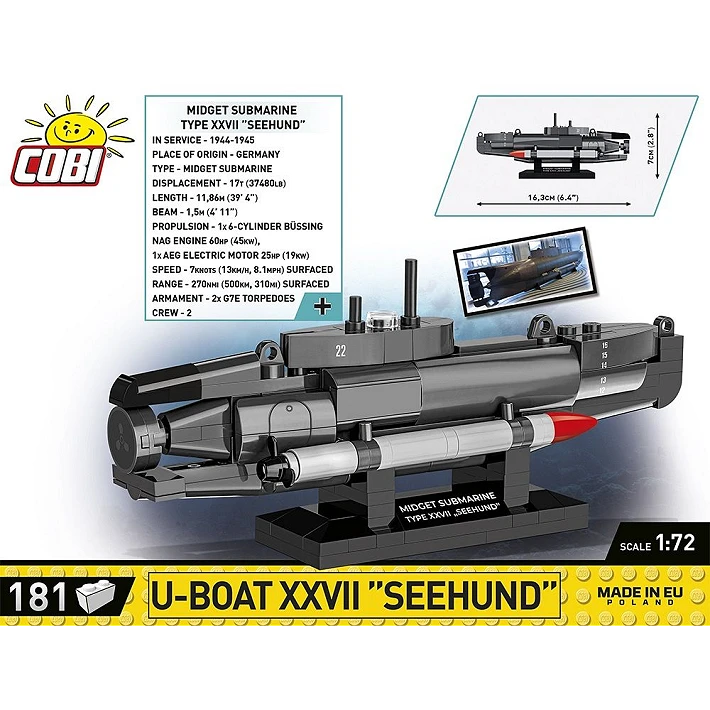 COBI U-Boat XXVII Seehund Midget Submarine 1:72