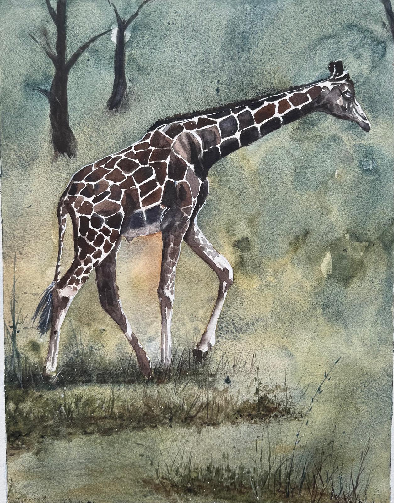 Original Giraffe Watercolor Painting