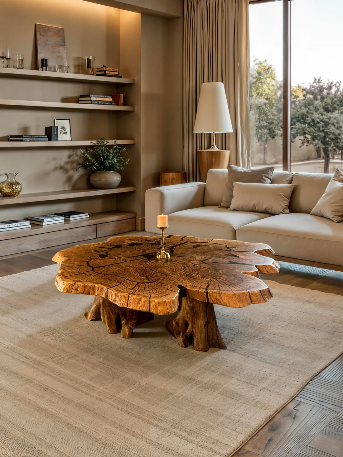 Mesa de centro de madera natural