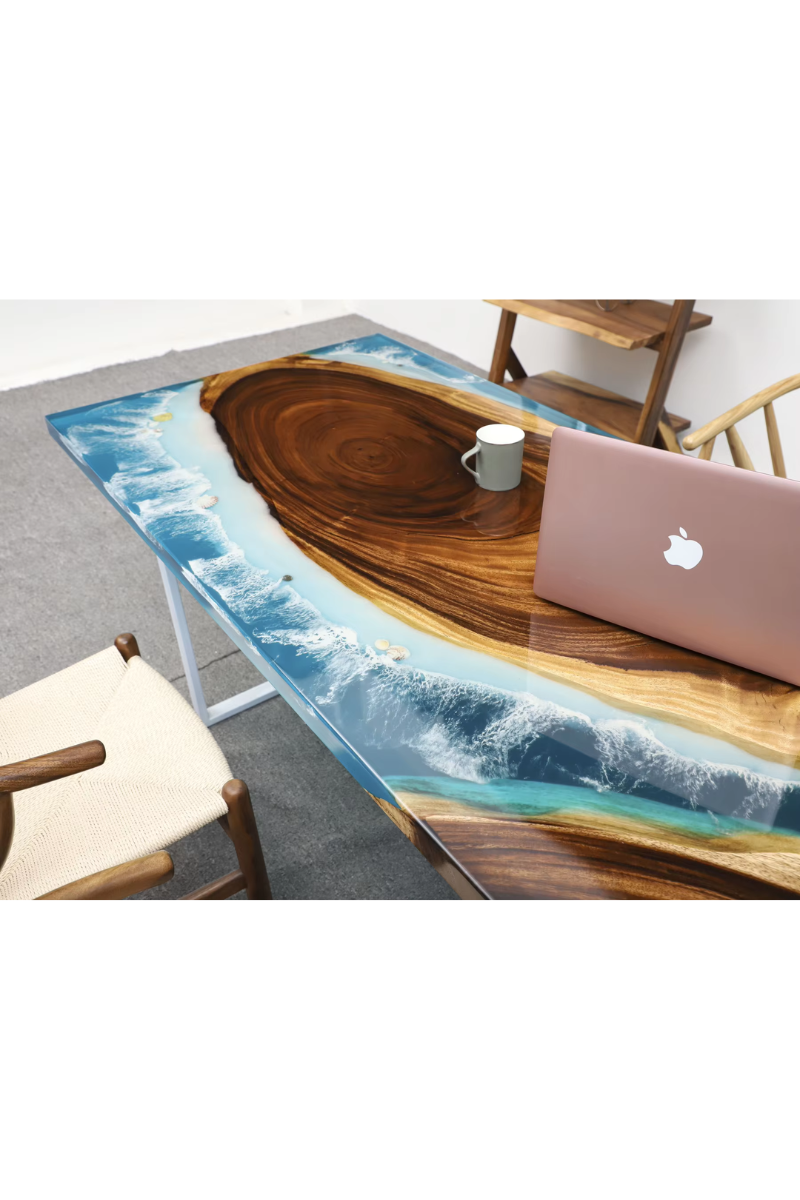 Mesa de resina y madera