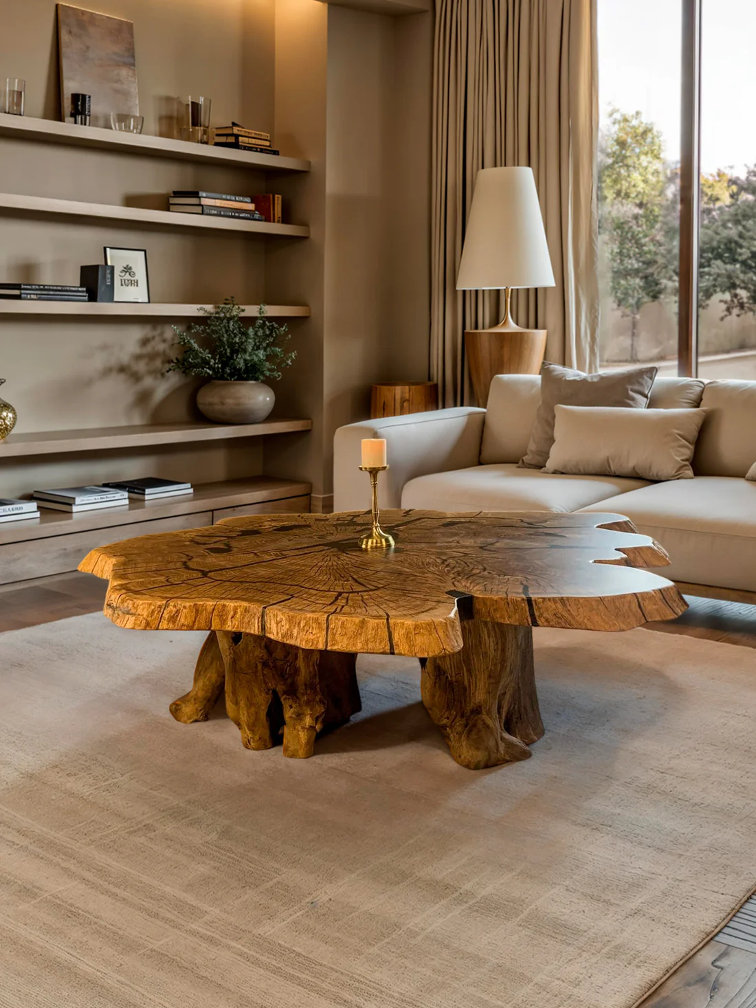 Mesa de centro de madera natural