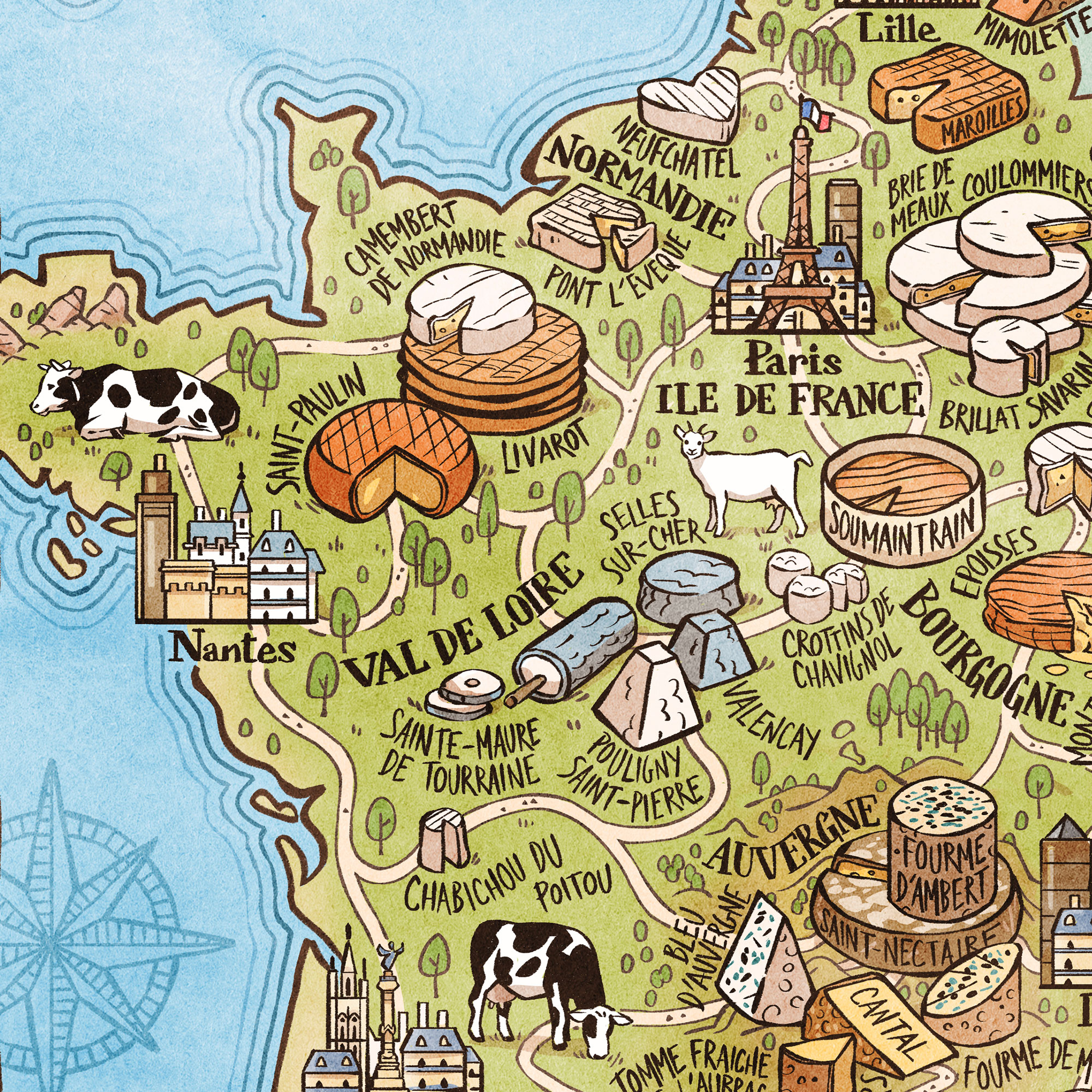 La carte de France des fromages (A3 ou A2)