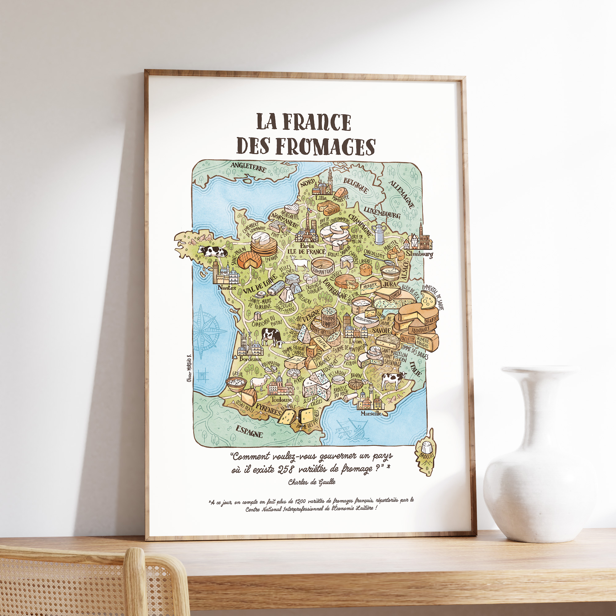 La carte de France des fromages (A3 ou A2)