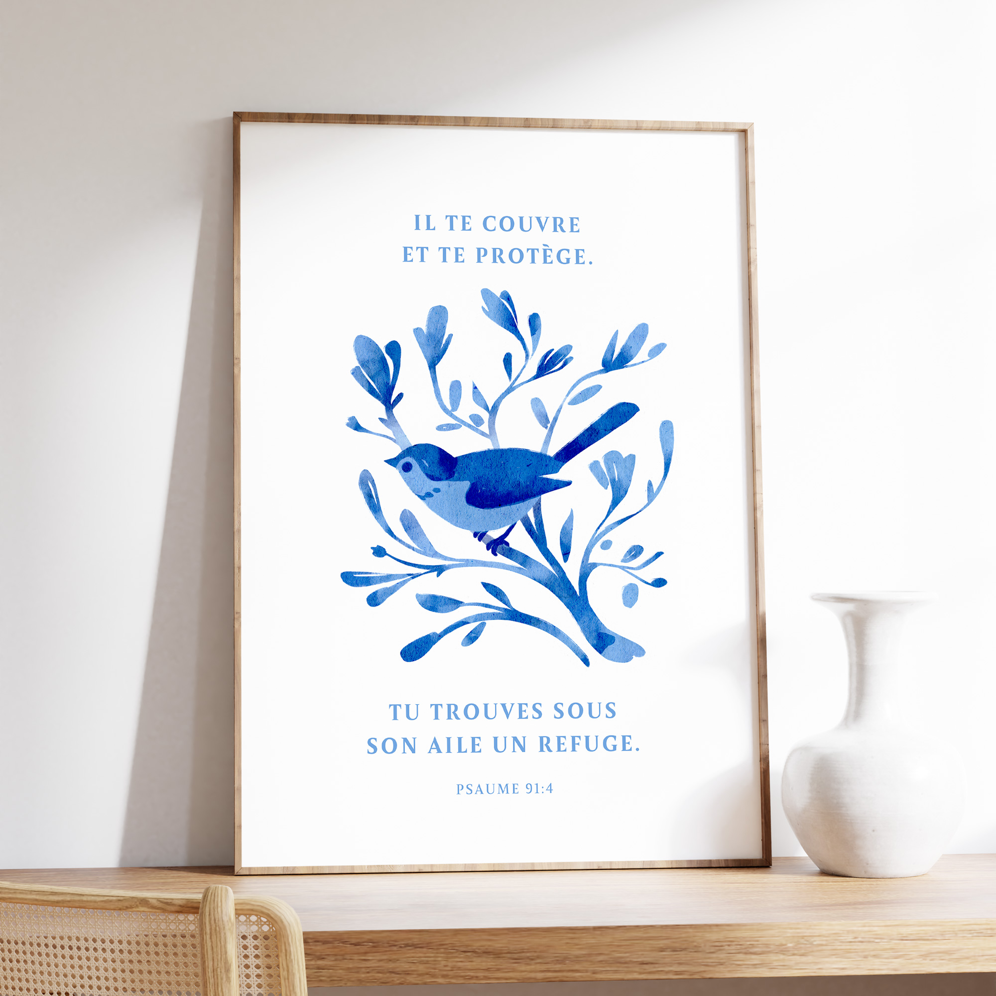 Psaume 91:4 - Il te couvre et te protège (A4 ou A3)