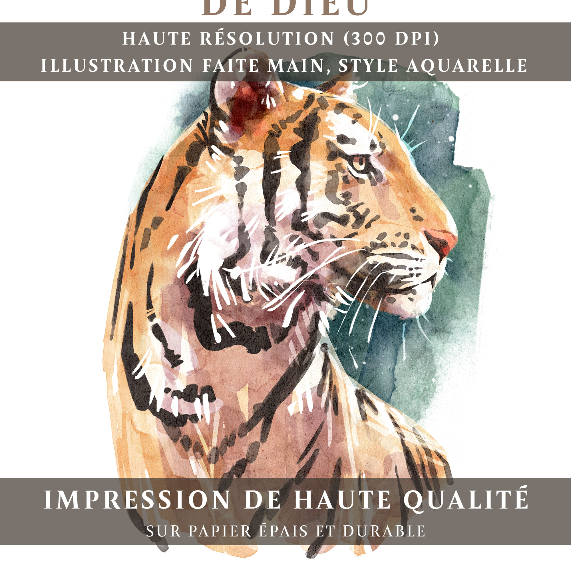 Psaume 139:14 - Je suis une merveille de Dieu - Tigre (A4 ou A3)