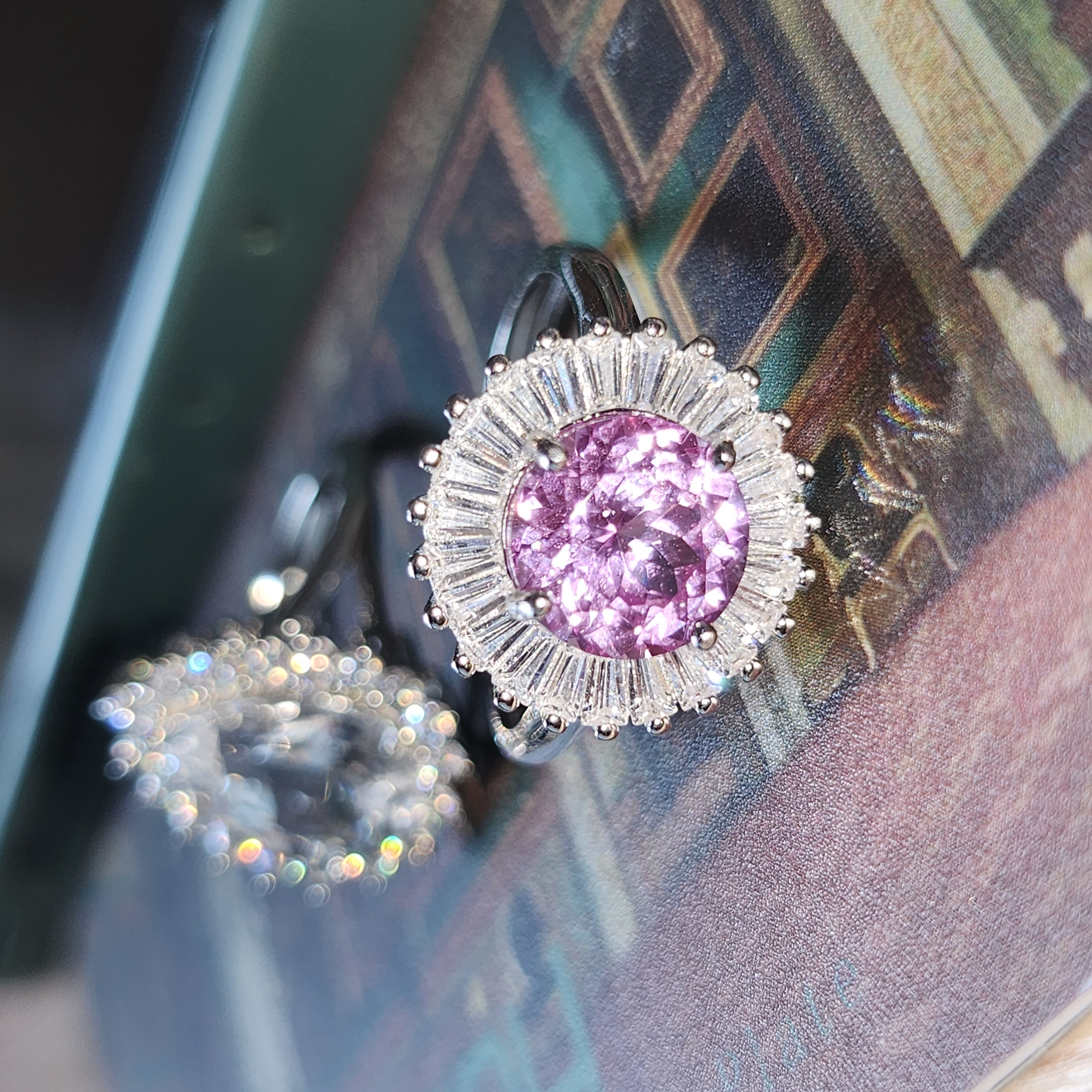 Sunflower Pink Gemstone Ring in 925 Silver