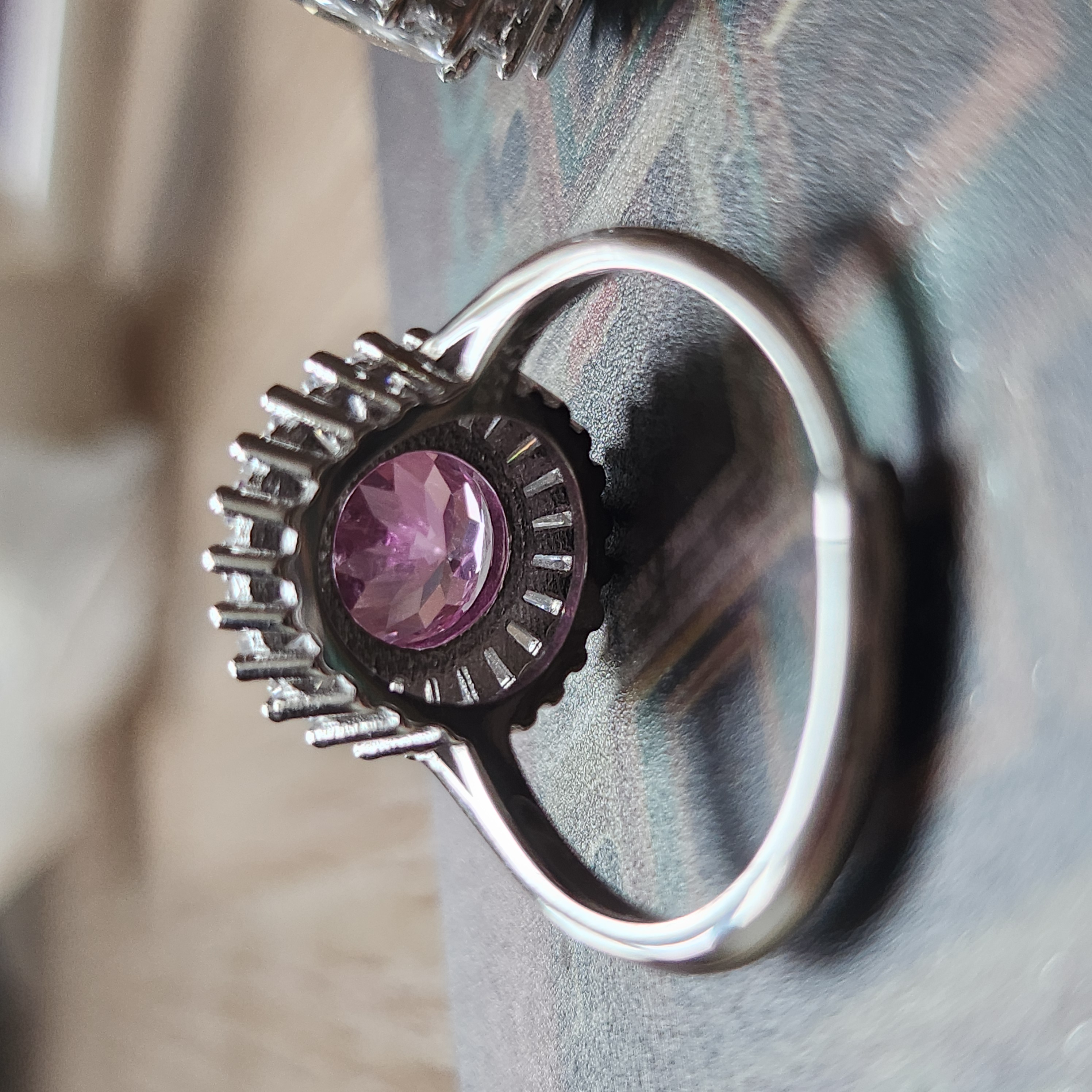Sunflower Pink Gemstone Ring in 925 Silver