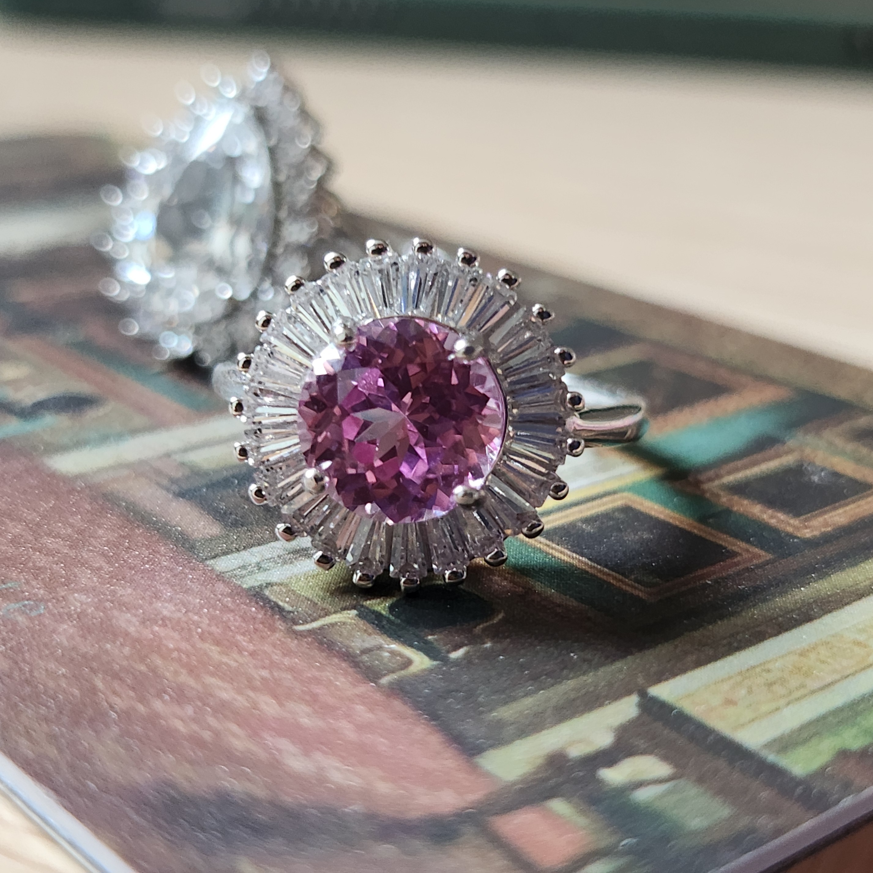 Sunflower Pink Gemstone Ring in 925 Silver