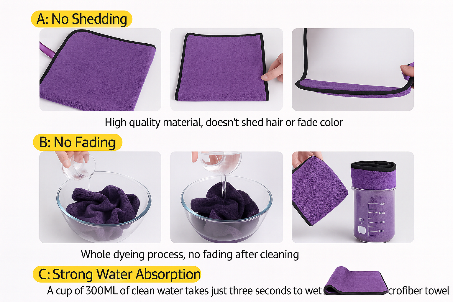 Microfiber Cleaning Car Cloths 500Gsm Size 40x40 ( Set 4 Pieces )