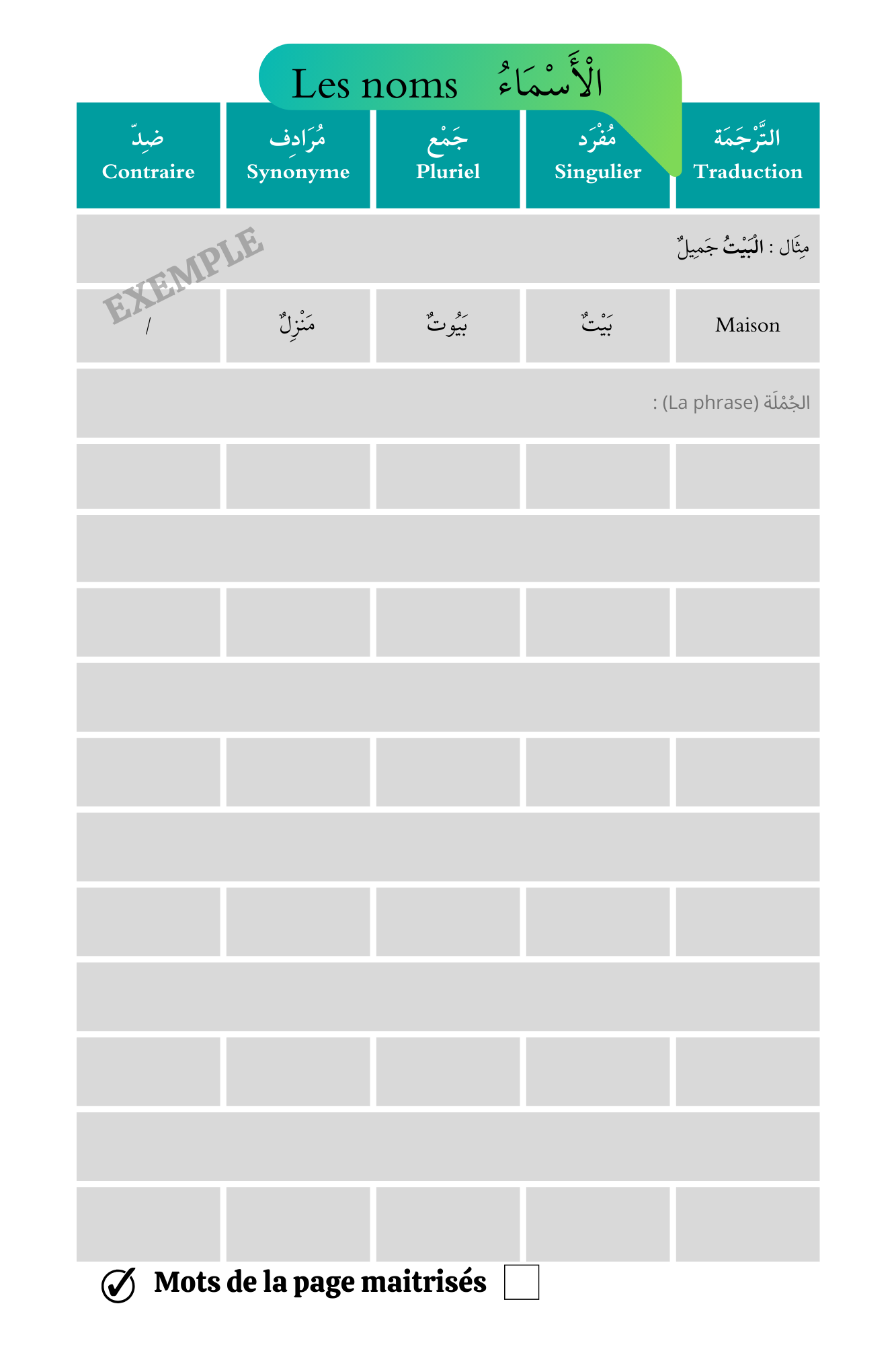 Mon lexique de mots arabes (PDF)