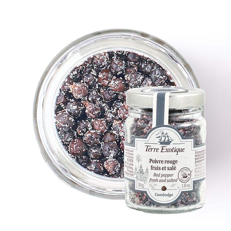 Švieži raudonieji pipirai druskoje | TERRE EXOTIQUE