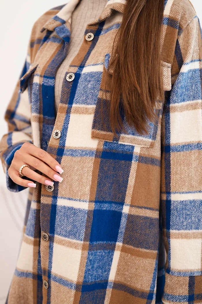 Chabrowa kraciasta koszula/kurtka oversize