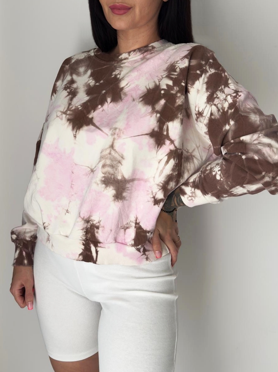 Komplet bluza tie-dye i kolarki BROWN