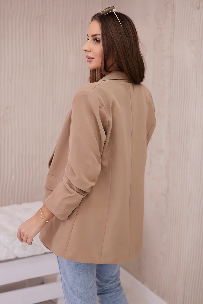 Camelowa marynarka z klapami NATALIE 