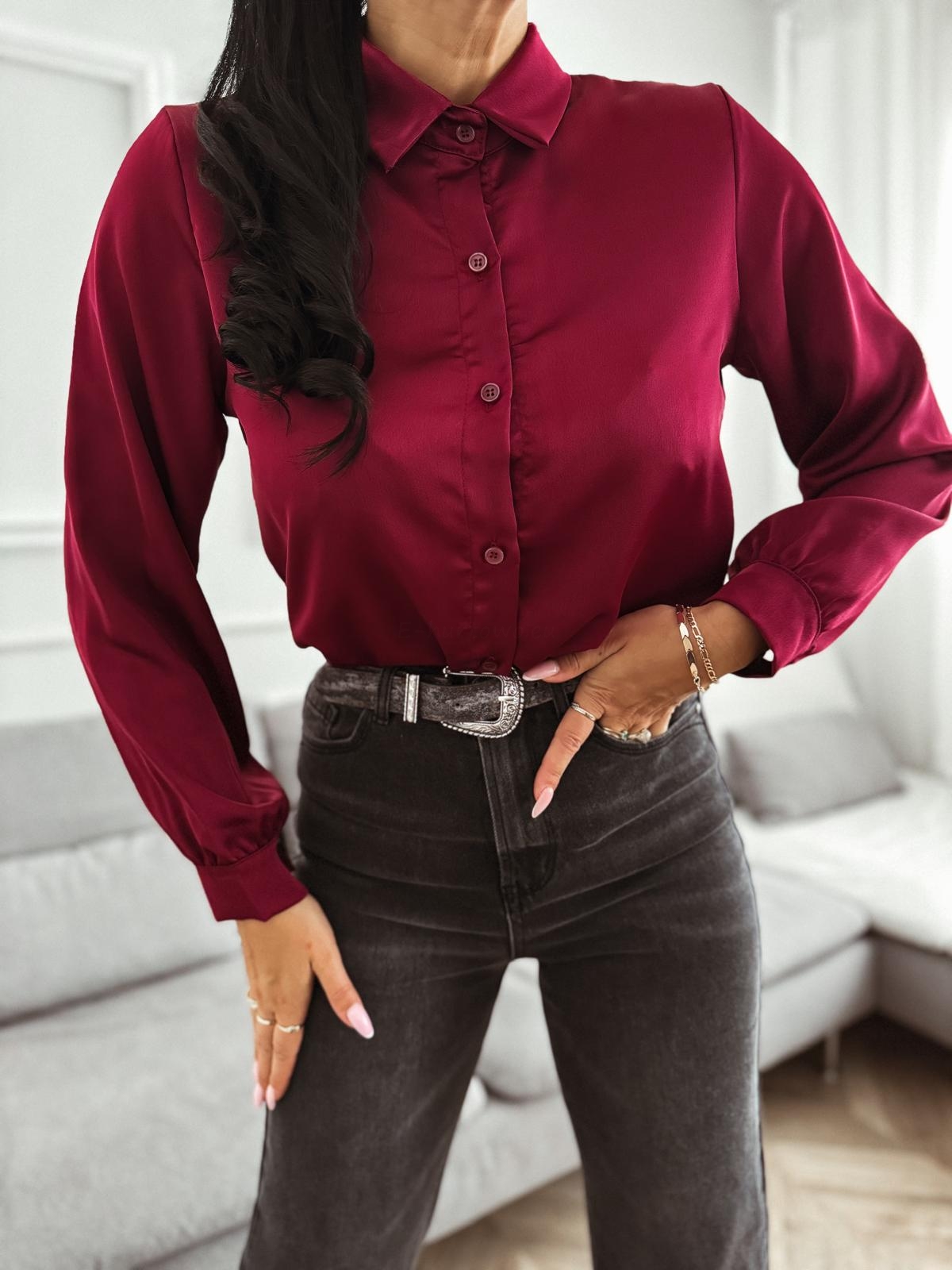 Bordowa koszula damska