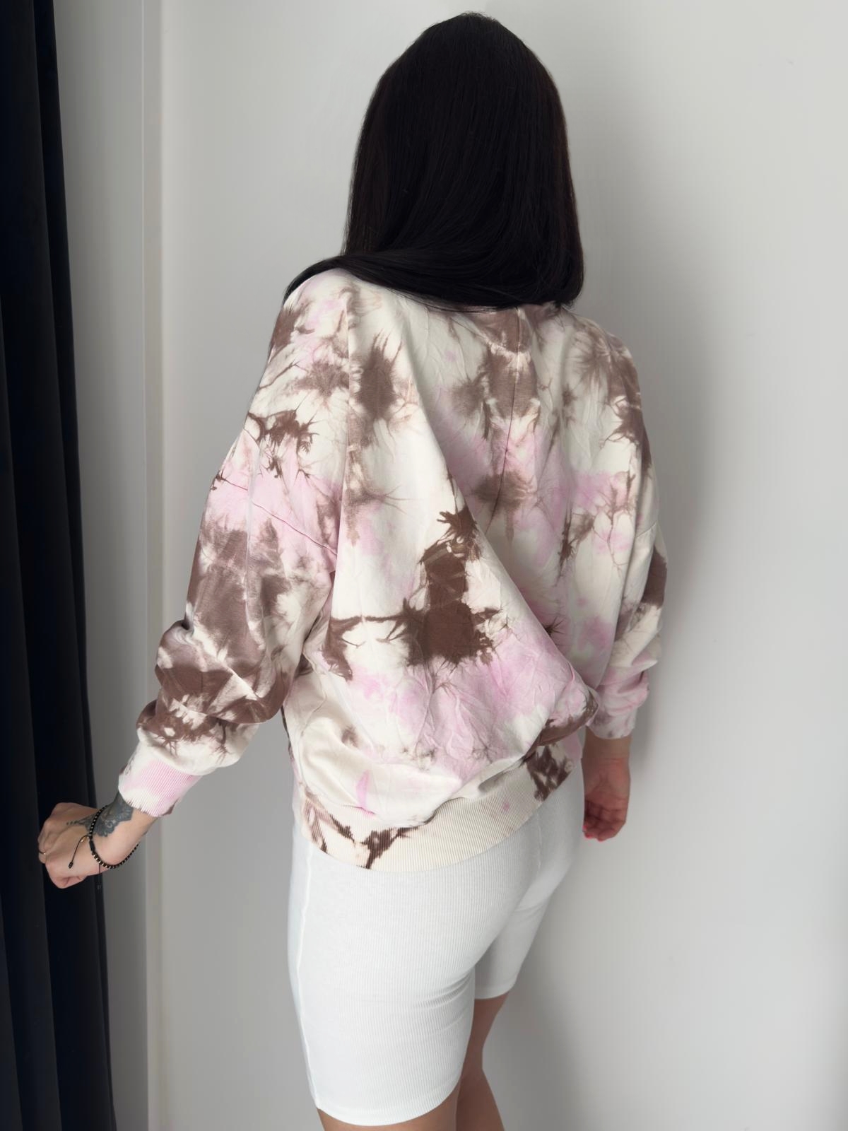 Komplet bluza tie-dye i kolarki BROWN