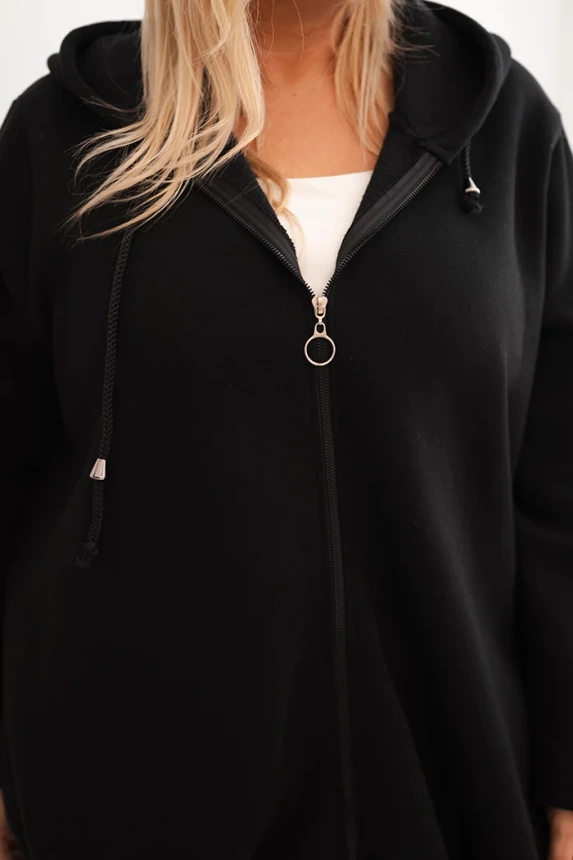 Czarna ocieplana bluza z kapturem