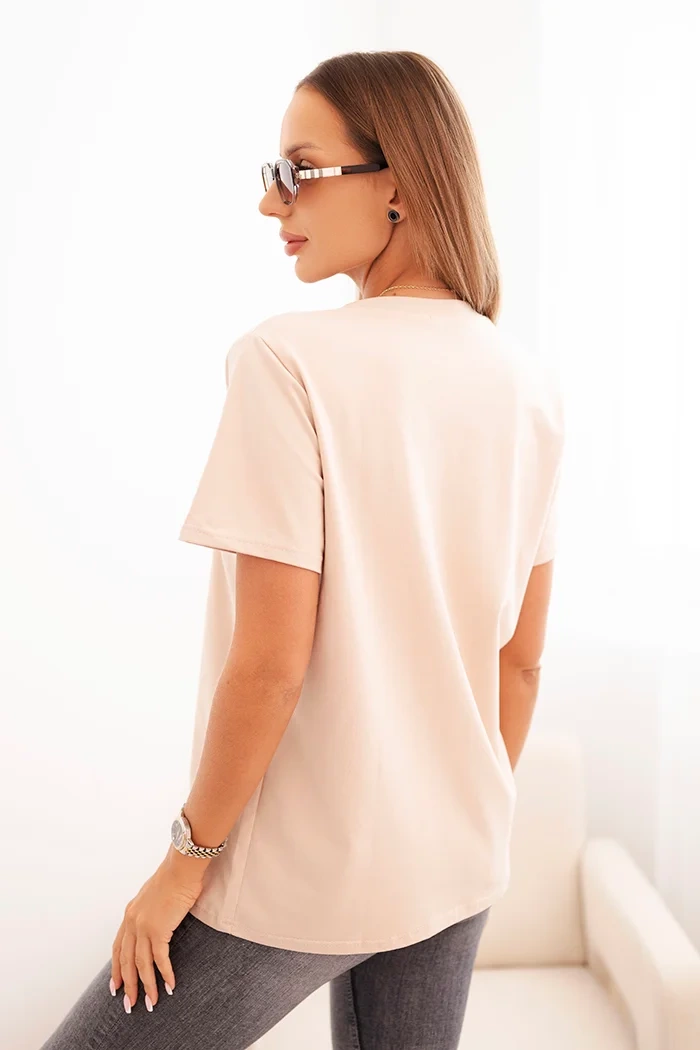Beżowy bawełniany t-shirt 