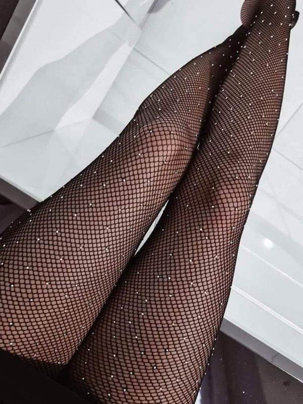 Rajstopy kabaretki z kryształkami