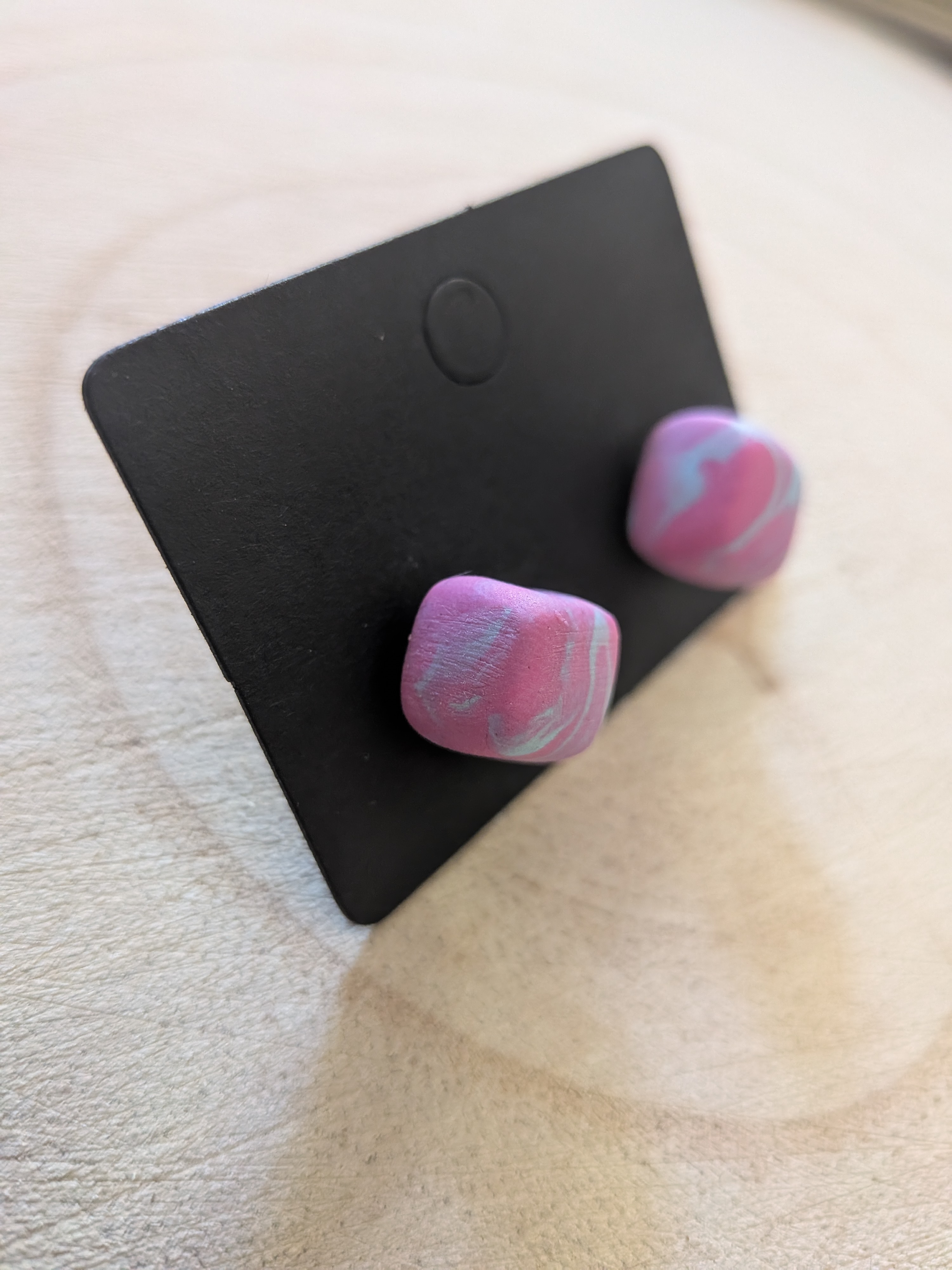 Chunky Blue and Pink Polymer Clay Studs