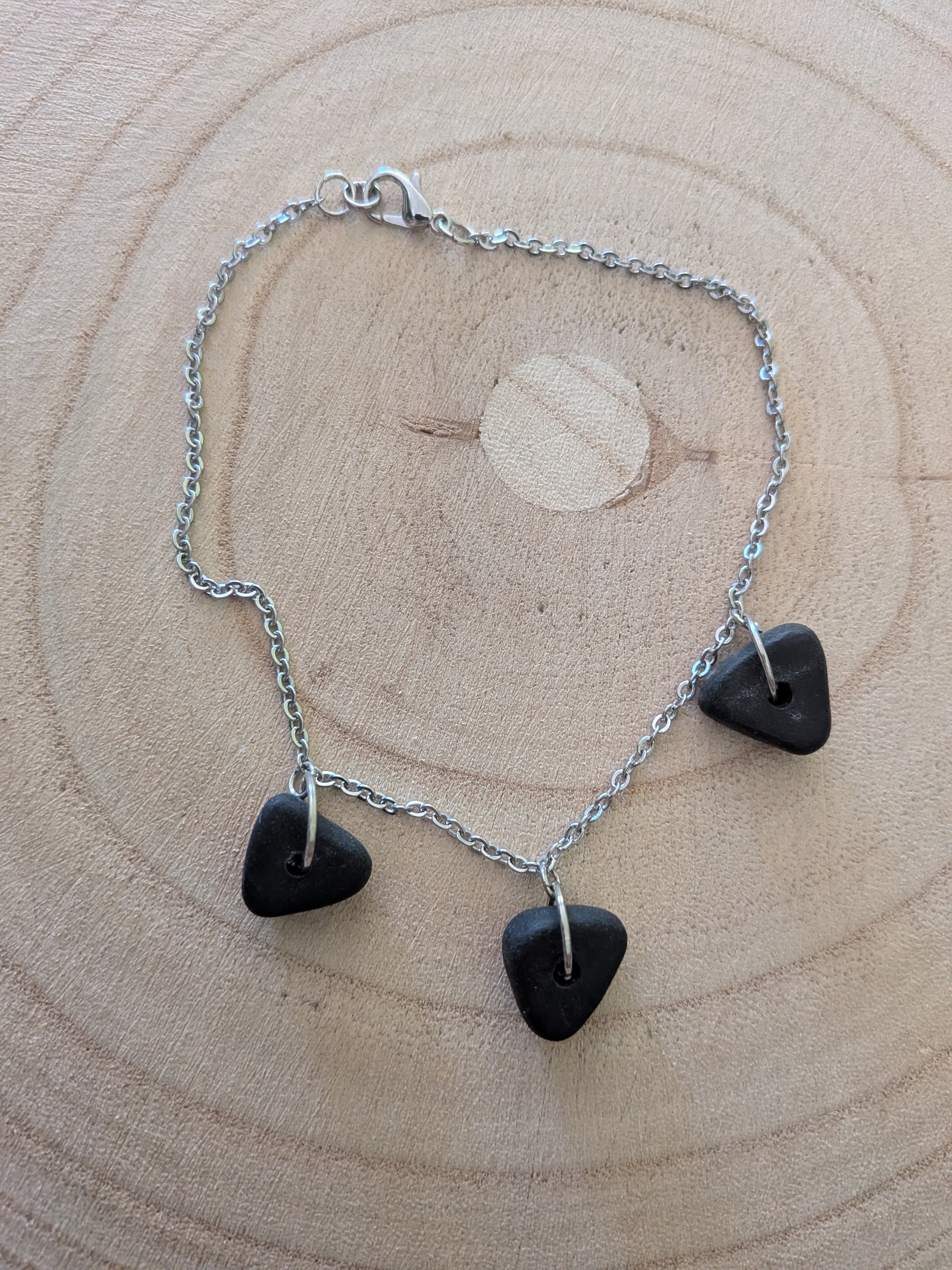 Black Charm Polymer Clay Anklet