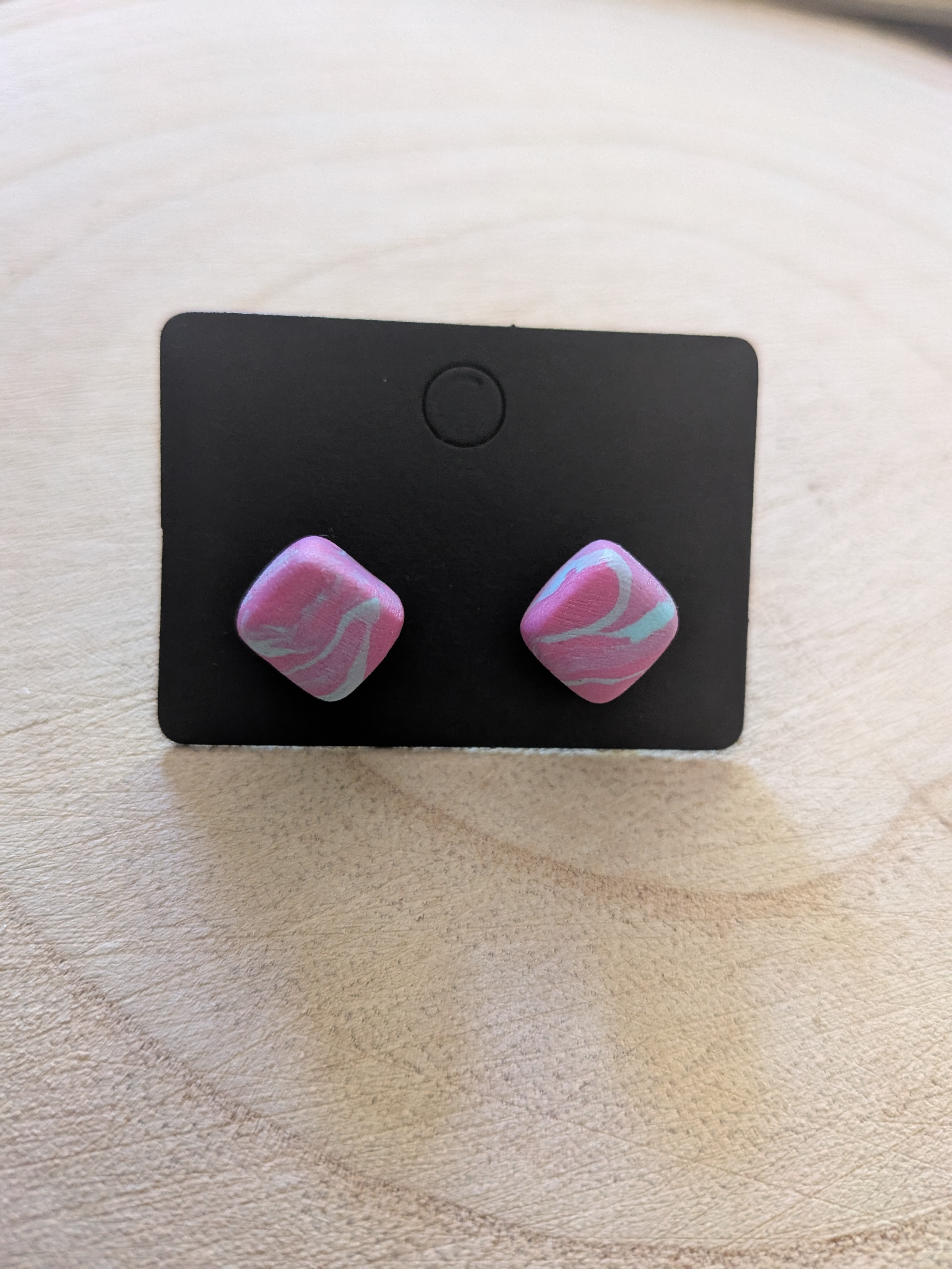 Chunky Blue and Pink Polymer Clay Studs