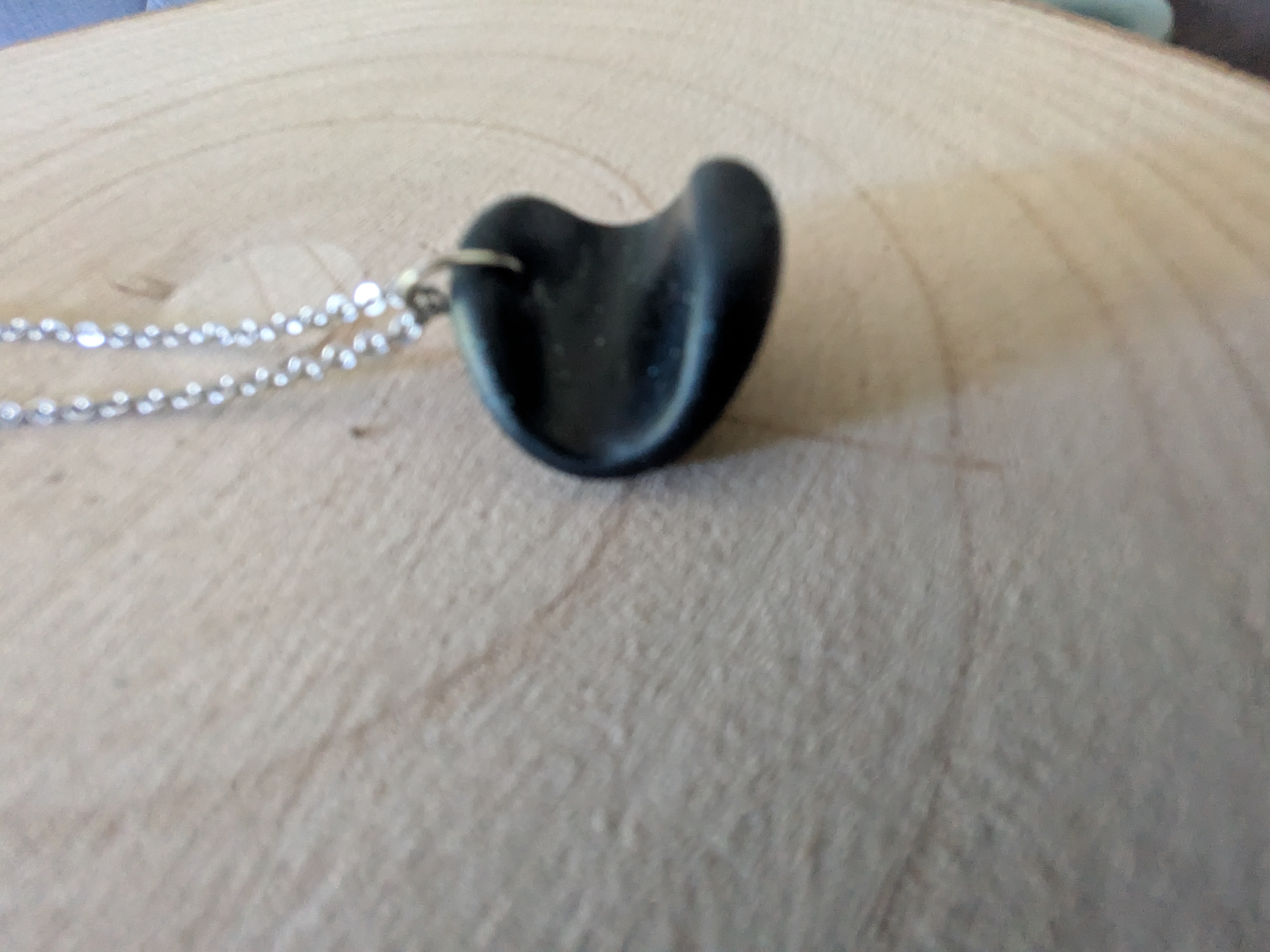 Unique Curve Chunky Black Polymer Clay Necklace