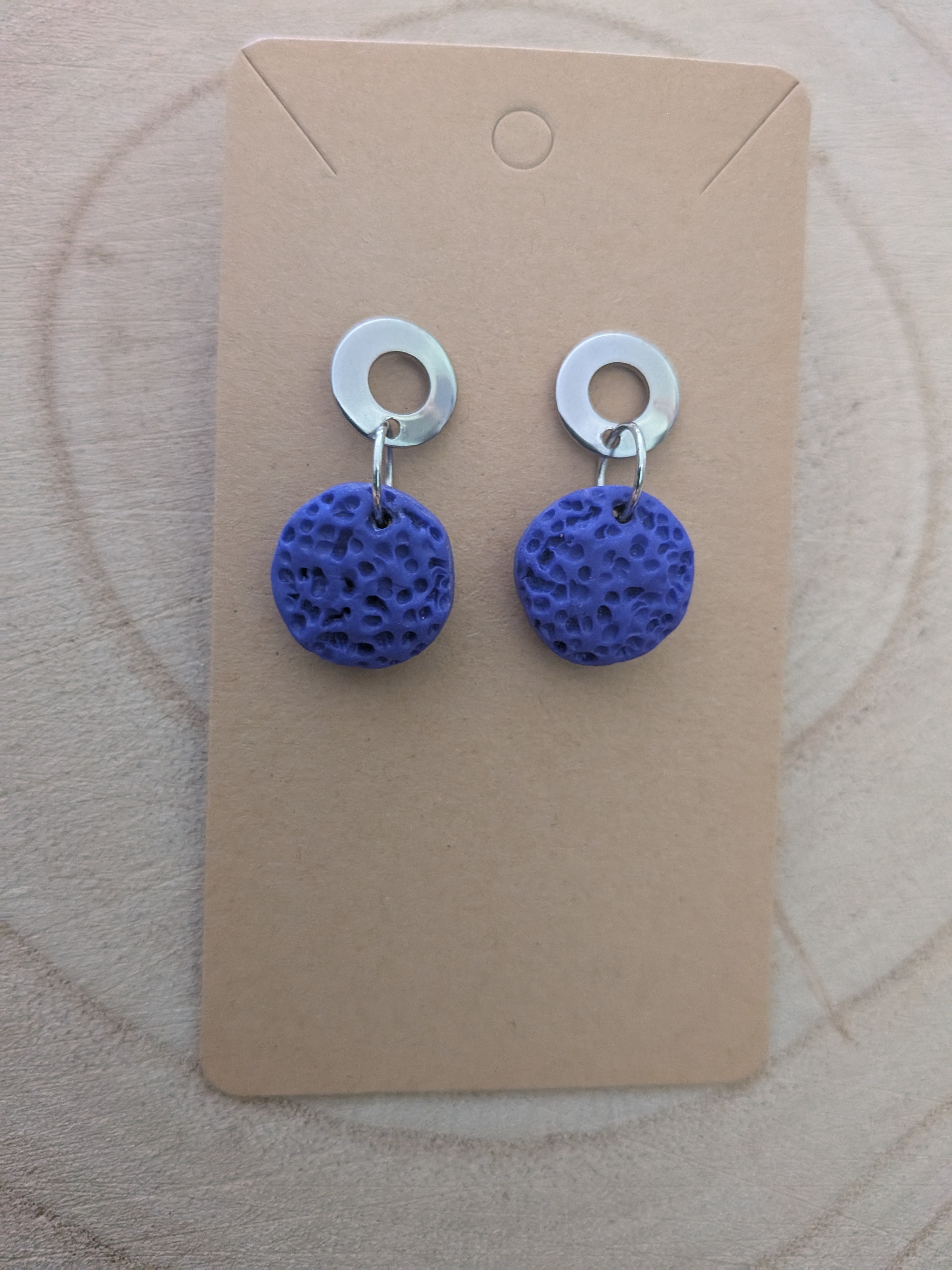 Fun Textured Purple Stud Dangle Earrings