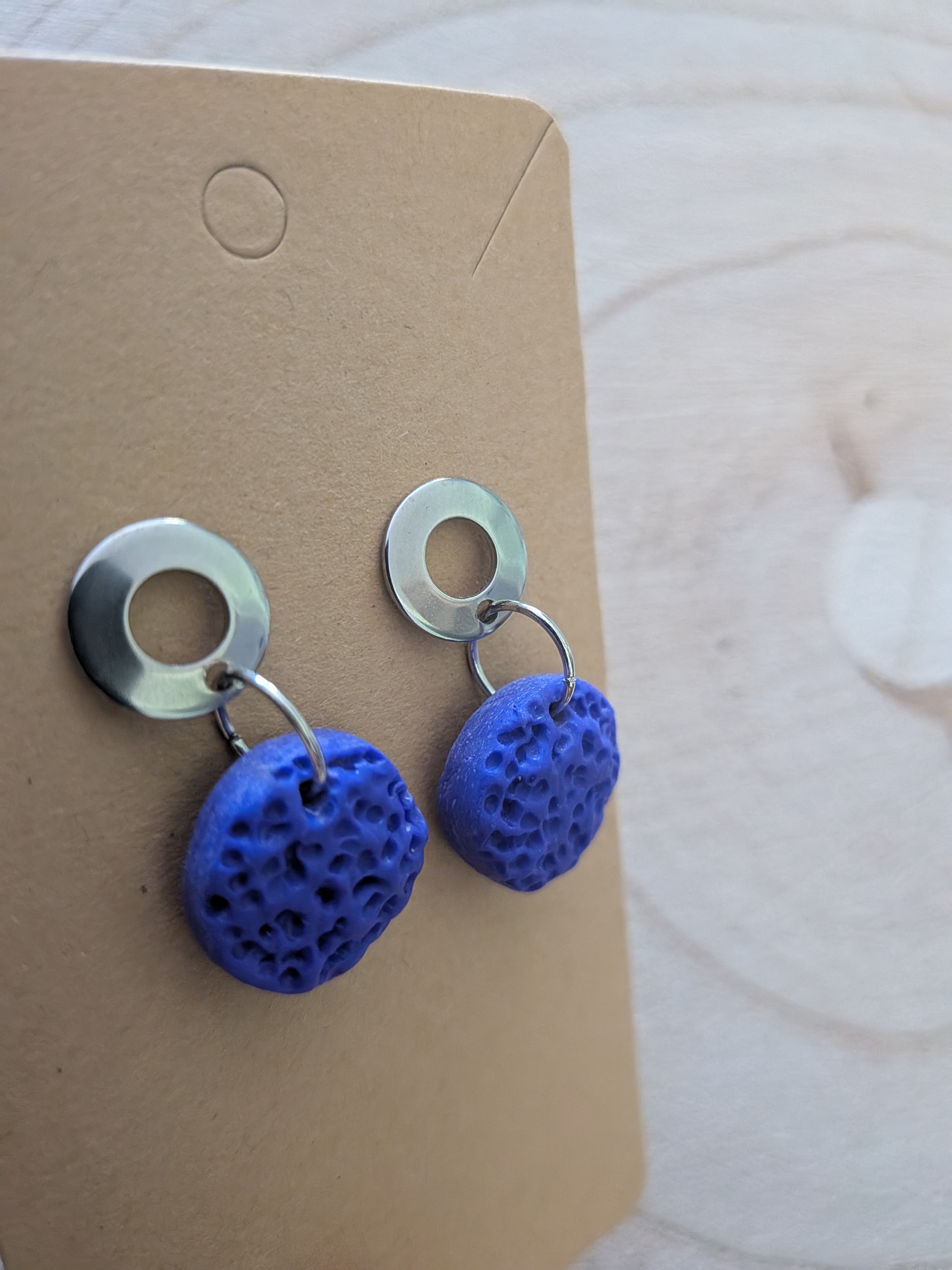 Fun Textured Purple Stud Dangle Earrings