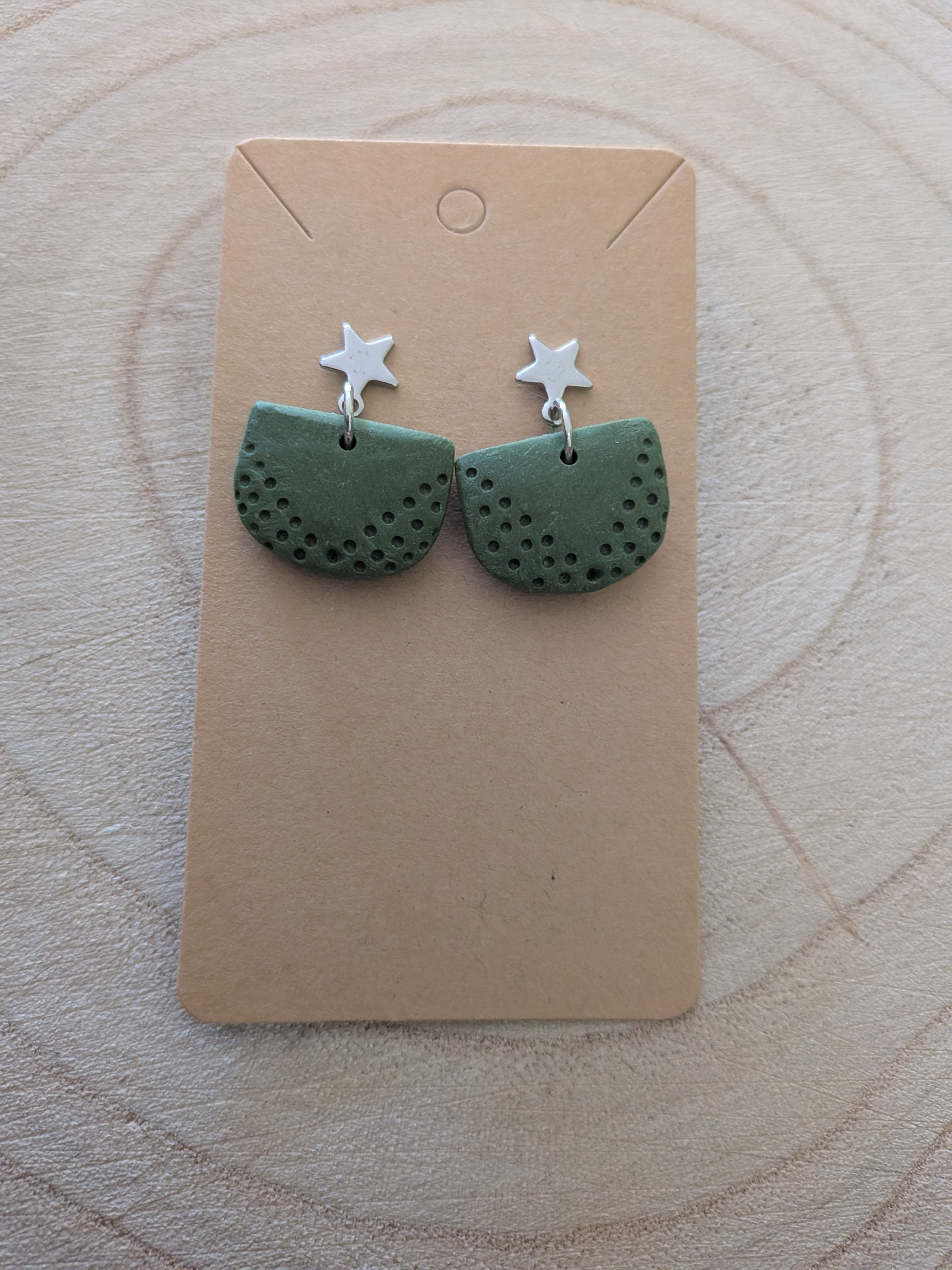 Star Stud Polymer Clay Shape Green Earrings