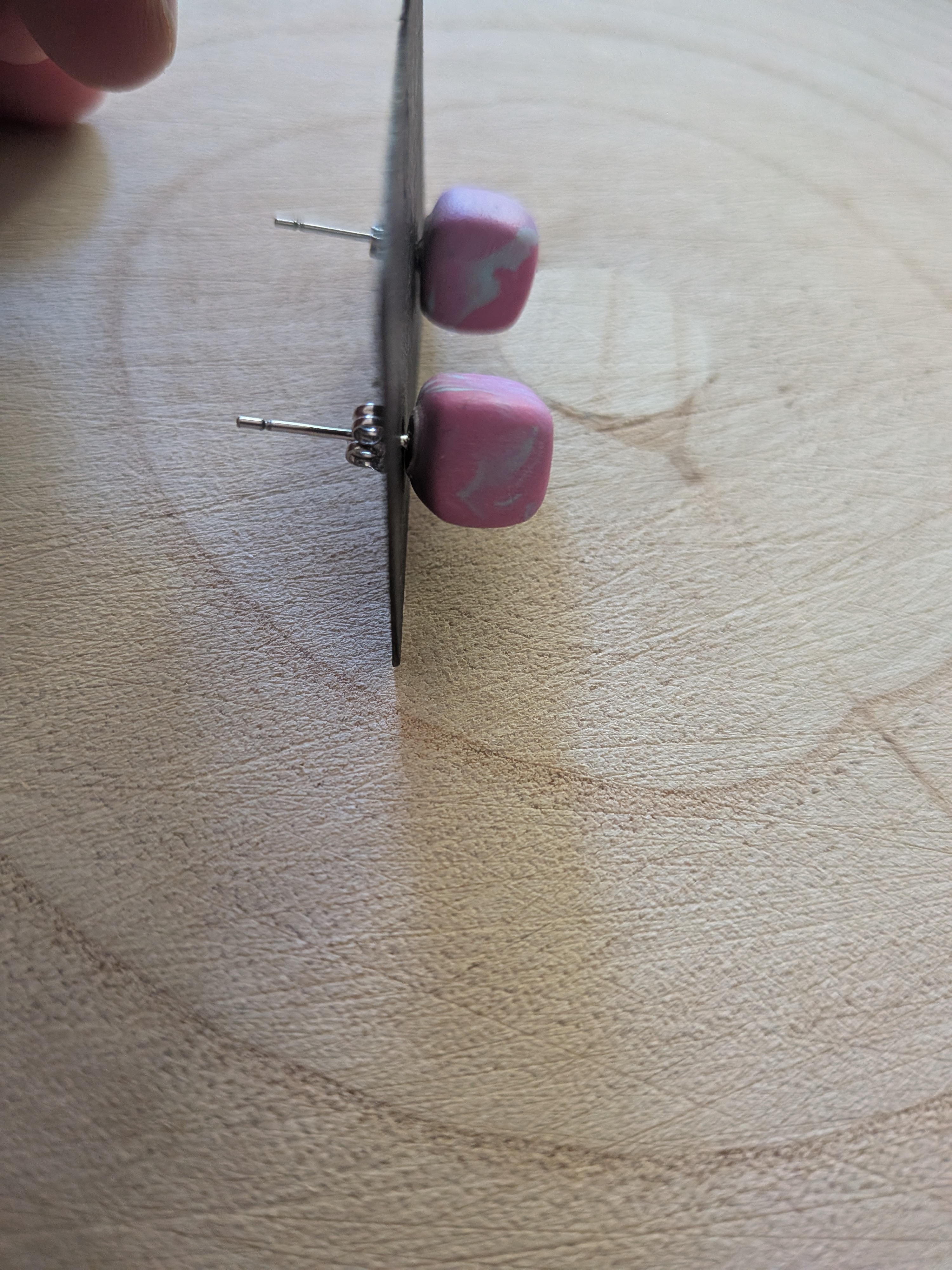 Chunky Blue and Pink Polymer Clay Studs