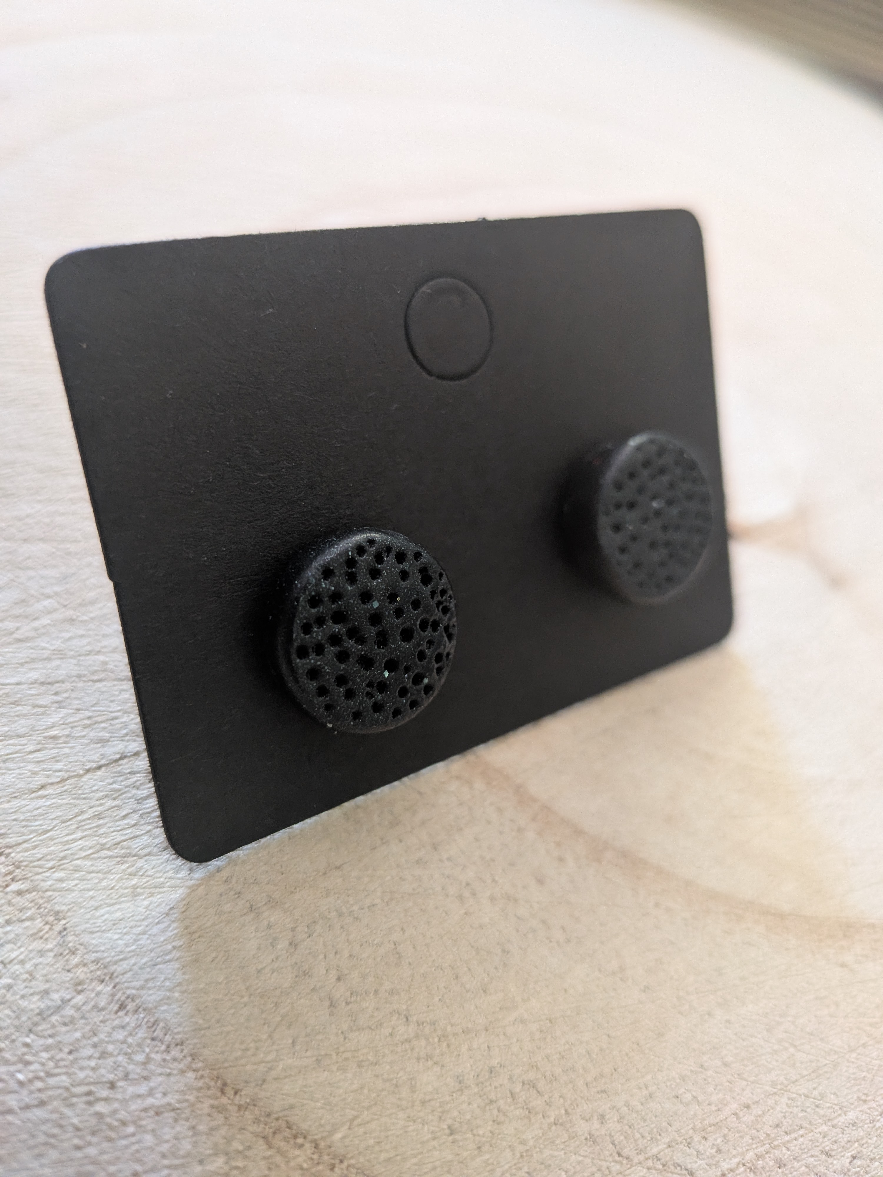 Black Pitted Polymer Clay Stud Earrings