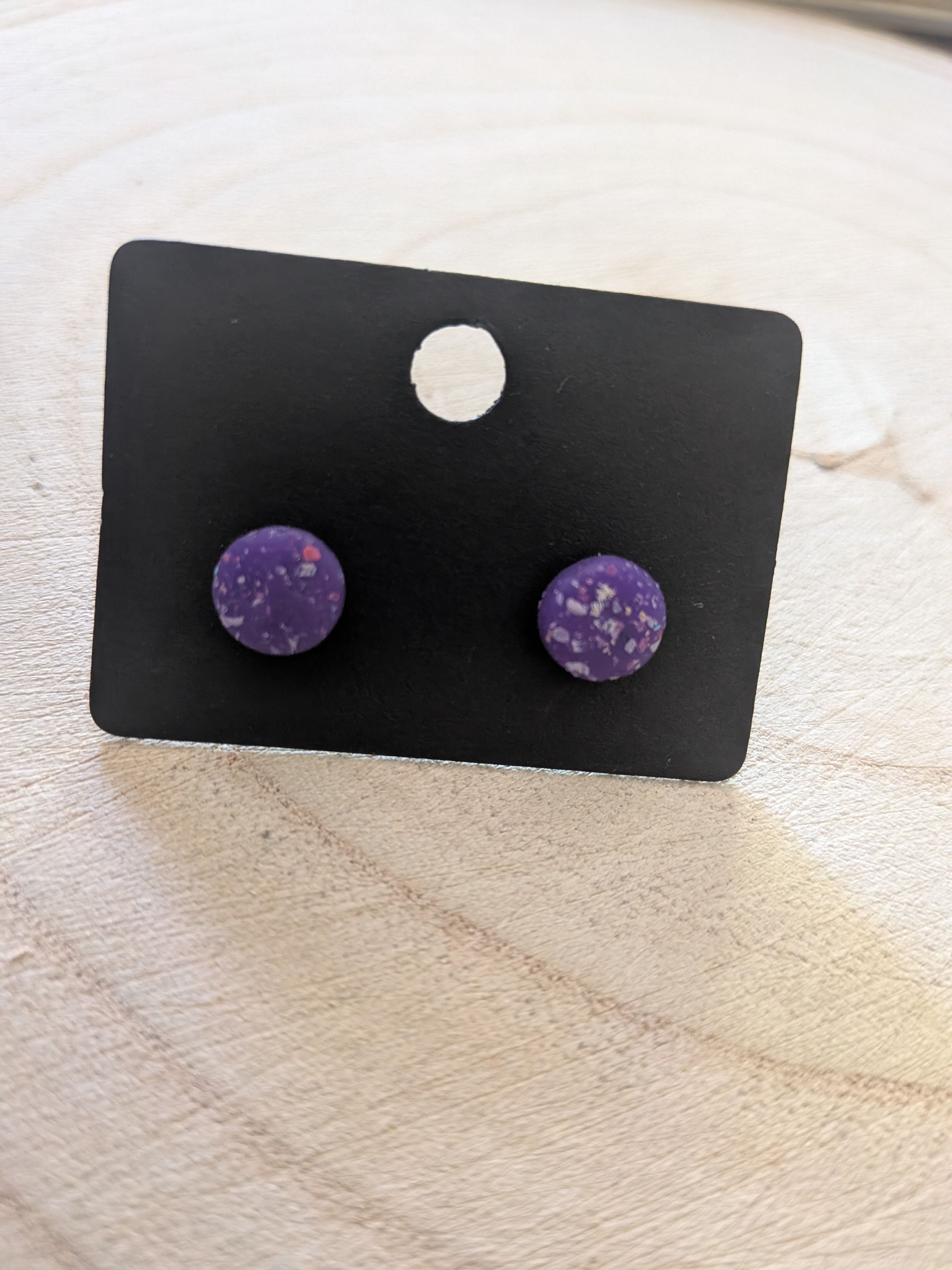 Purple Speckled Polymer Clay Stud Earrings