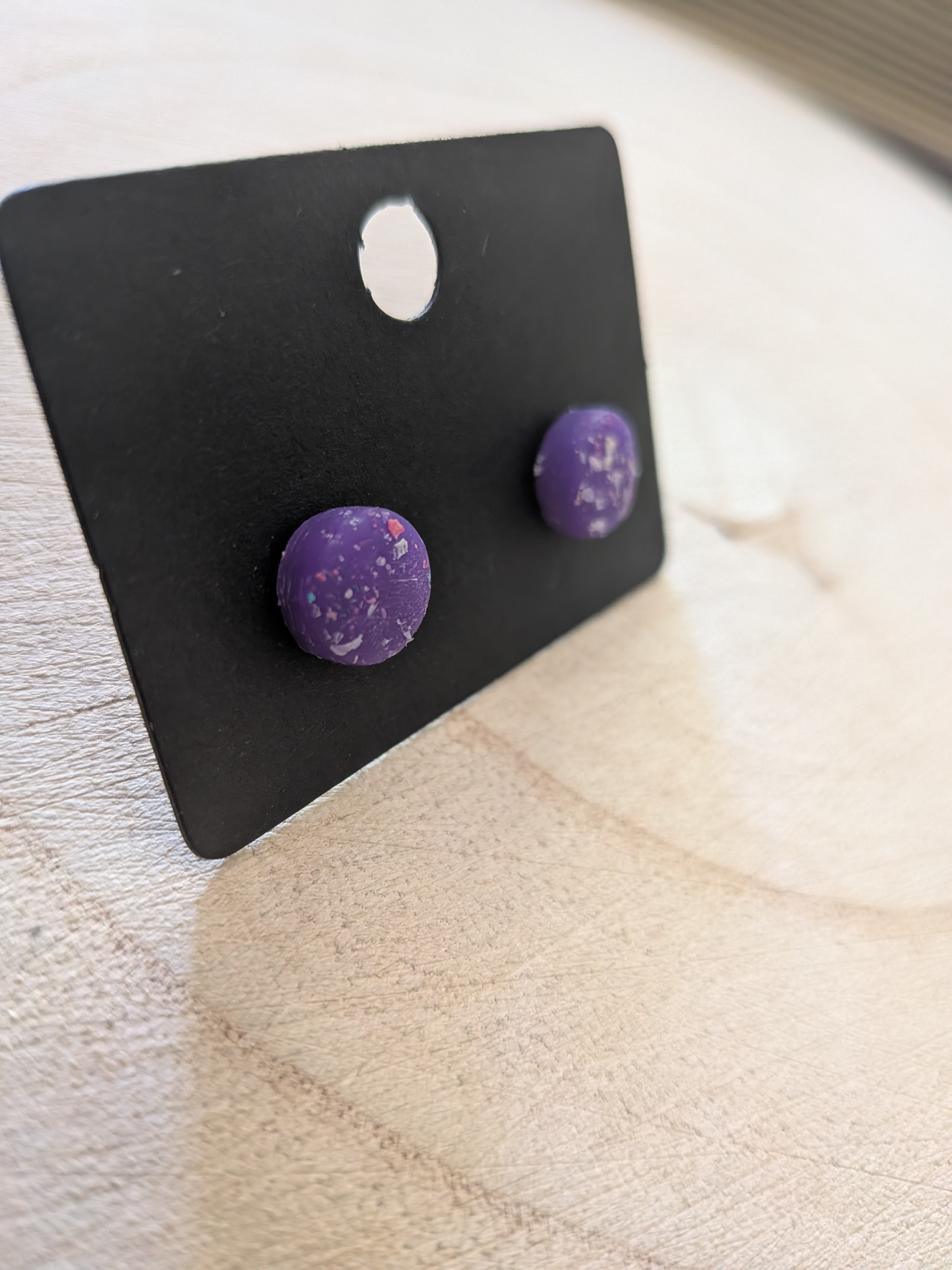 Purple Speckled Polymer Clay Stud Earrings