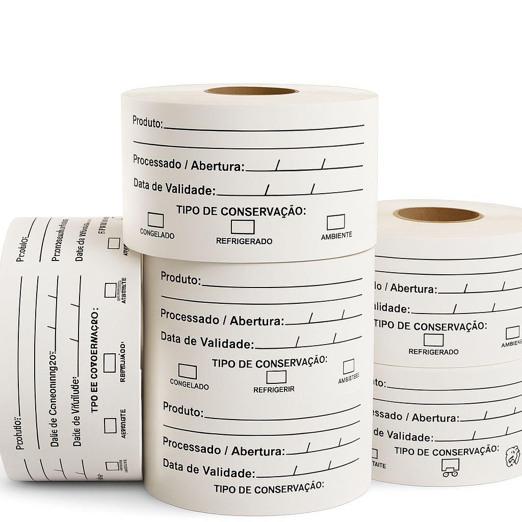 ETIQUETAS ADESIVA DE FABRICAÇÃO E VALIDADE (A PROVA DE ÁGUA) MILHEIRO 53 METROS