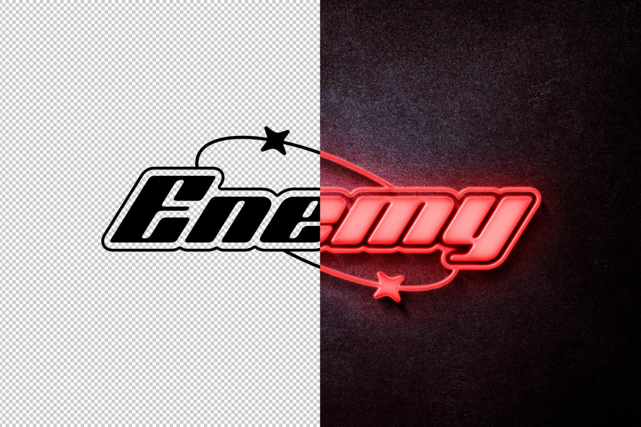 Red Neon Text & Logo Effect – PSD Template