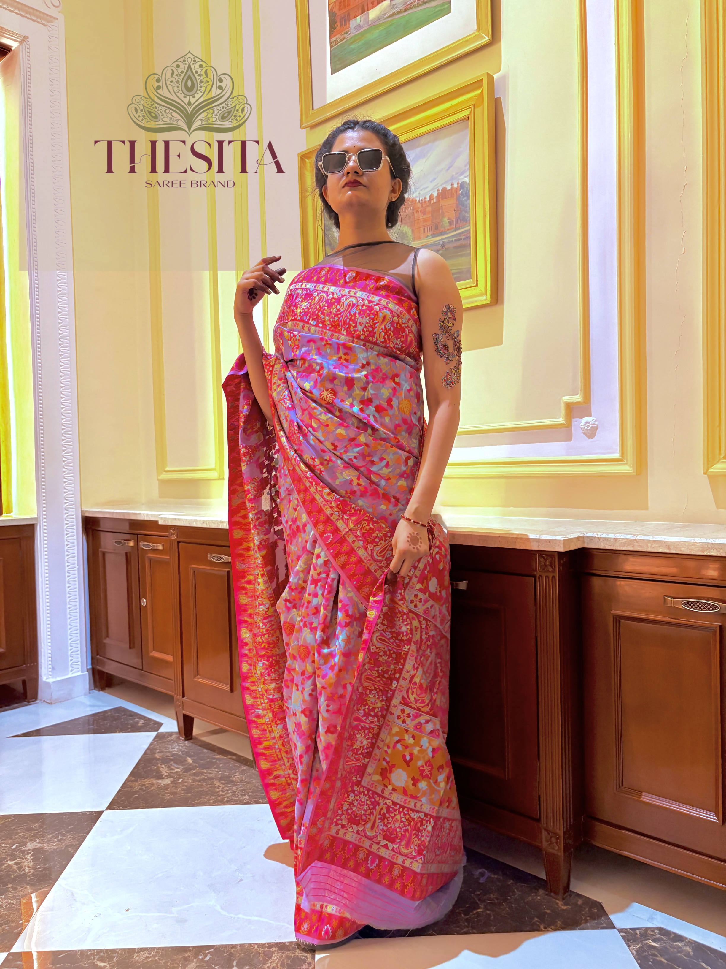 Banarasi Handloom Silk Saree - Elegant Floral Sari