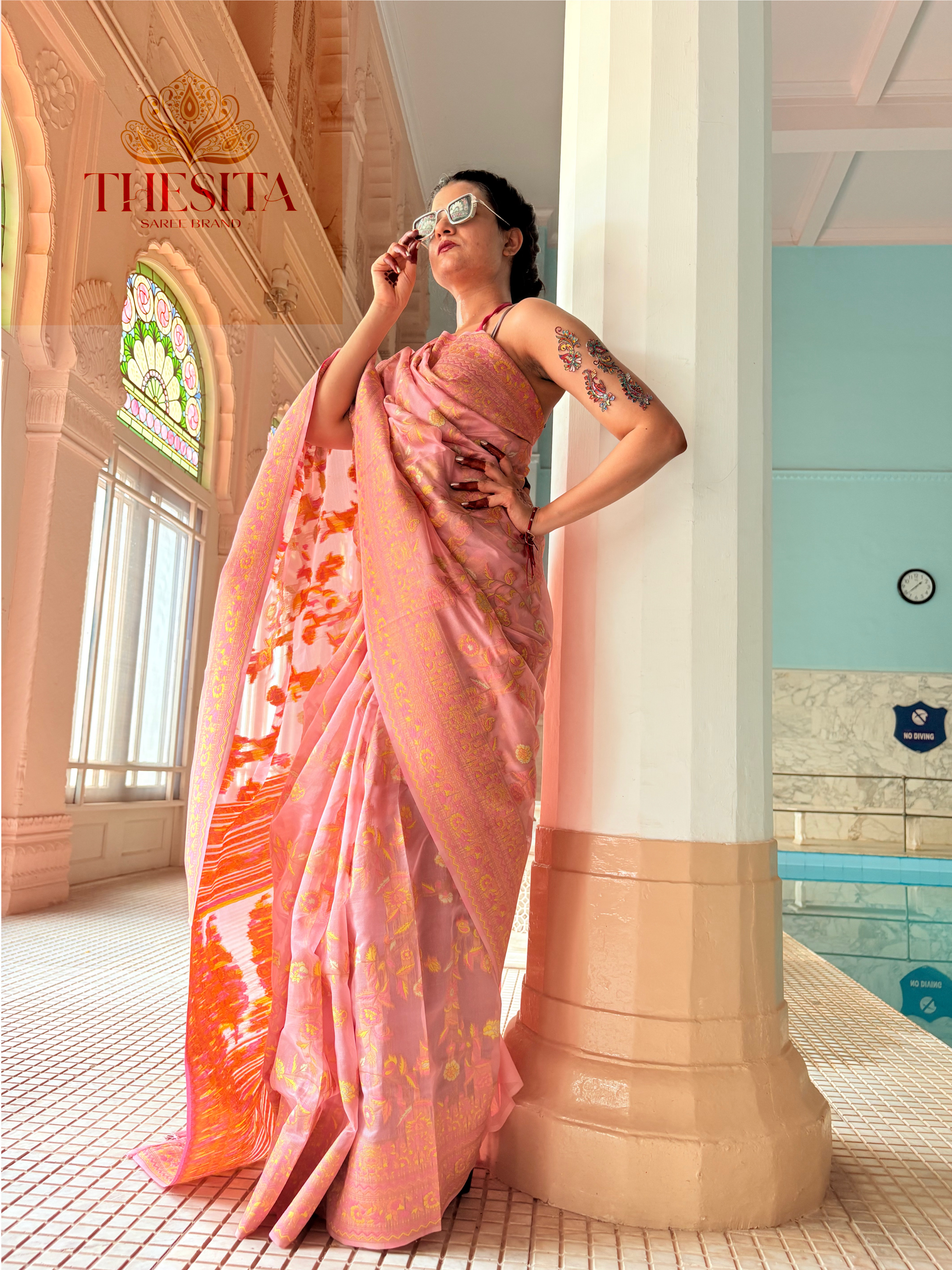 Elegant Pink Silk Saree