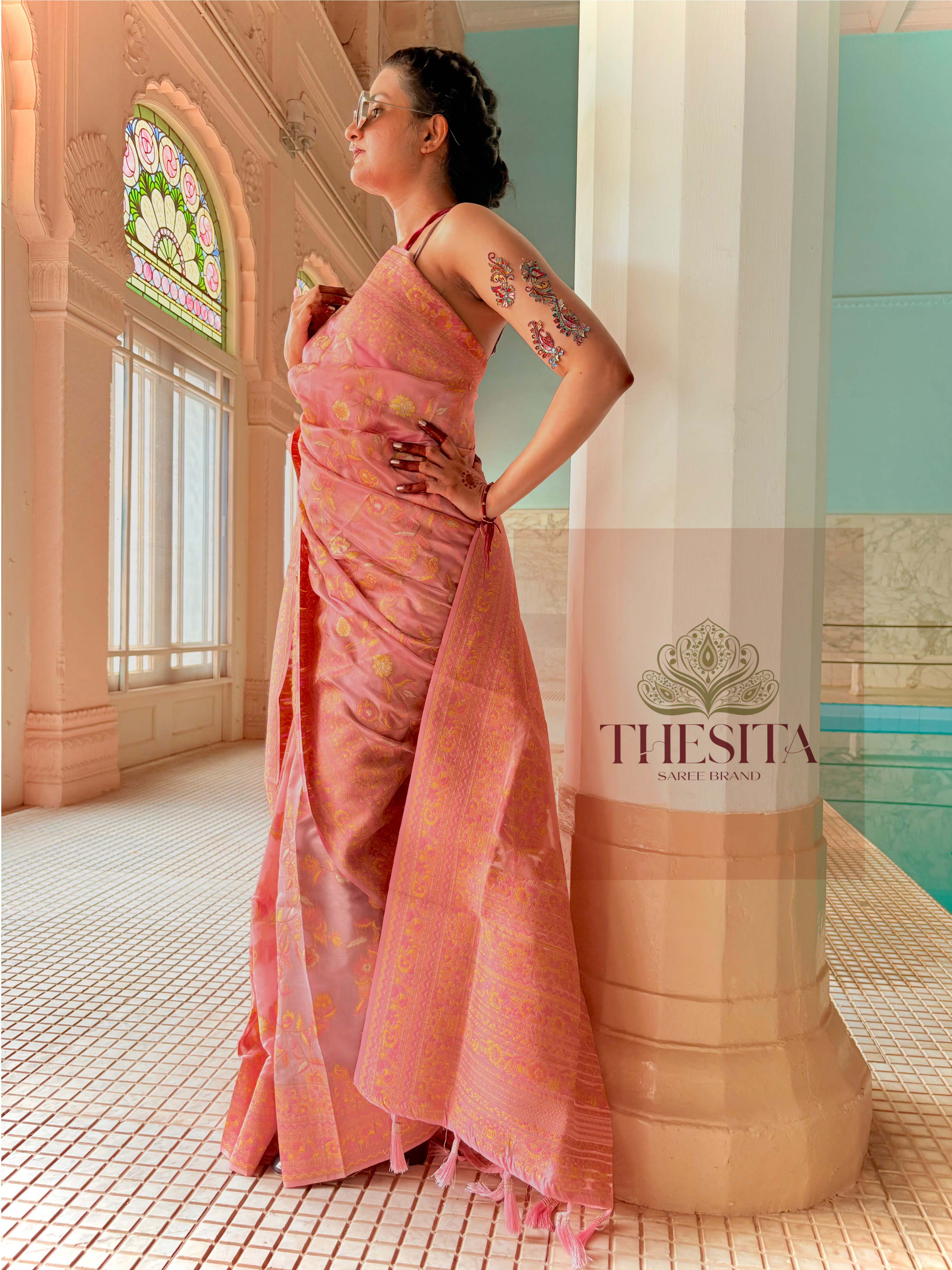 Elegant Pink Silk Saree