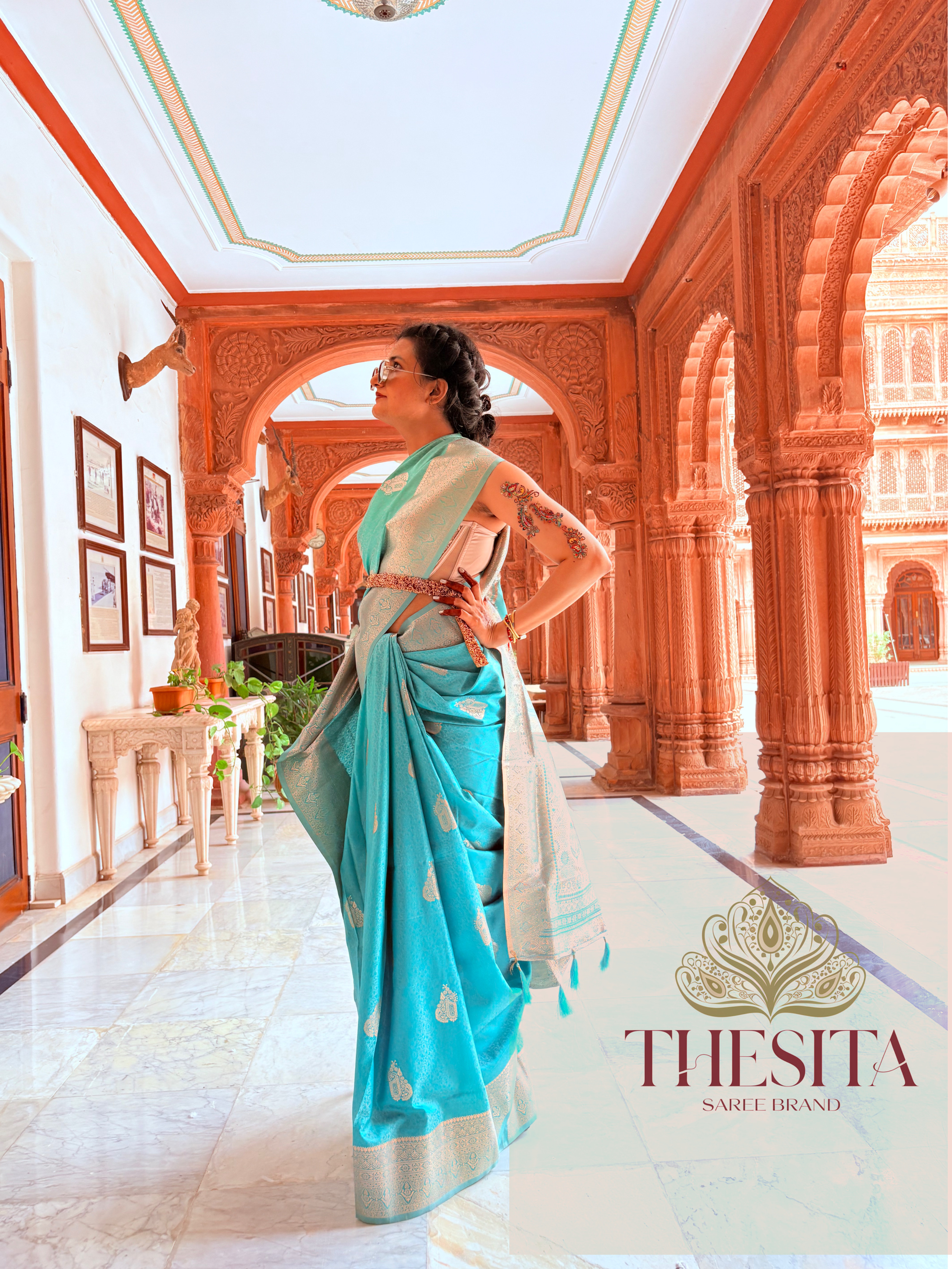 Mint Green Banarasi Silk Saree